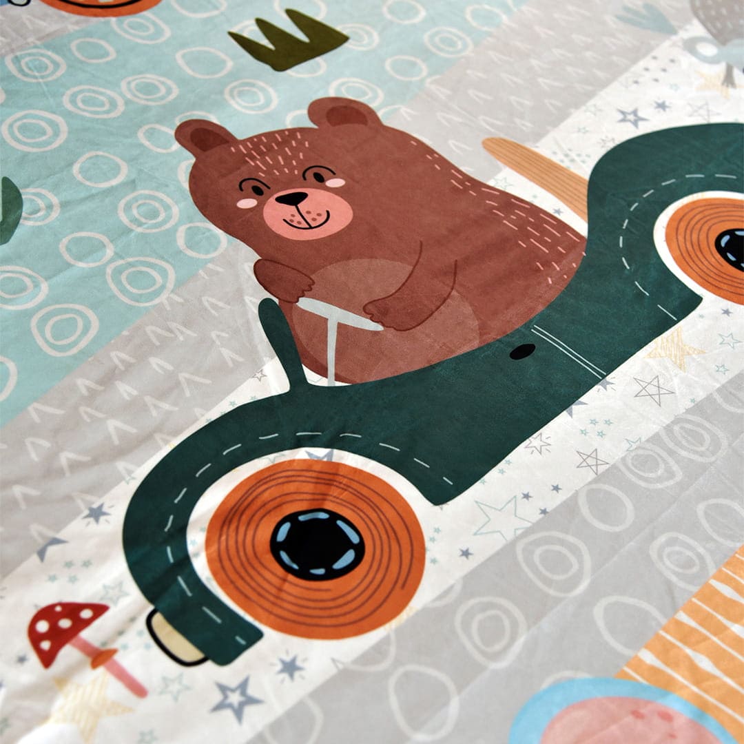 Baby Moo Bear in Car Velvet And Fur XL Blanket - Yellow - Baby Moo
