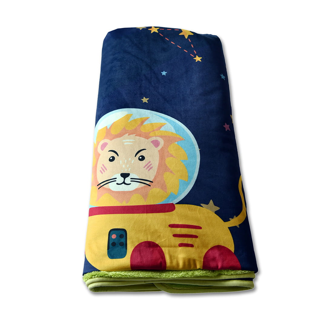 Baby Moo Space Velvet And Fur XL Blanket - Blue - Baby Moo