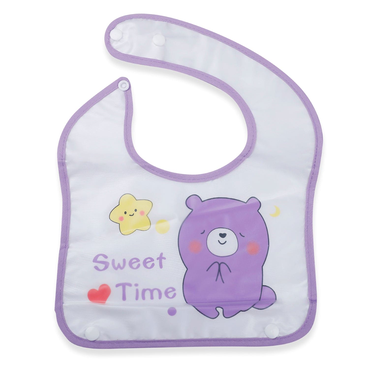 Baby Moo Sweet Time Premium Waterproof Crumb Catcher Bibs - Purple