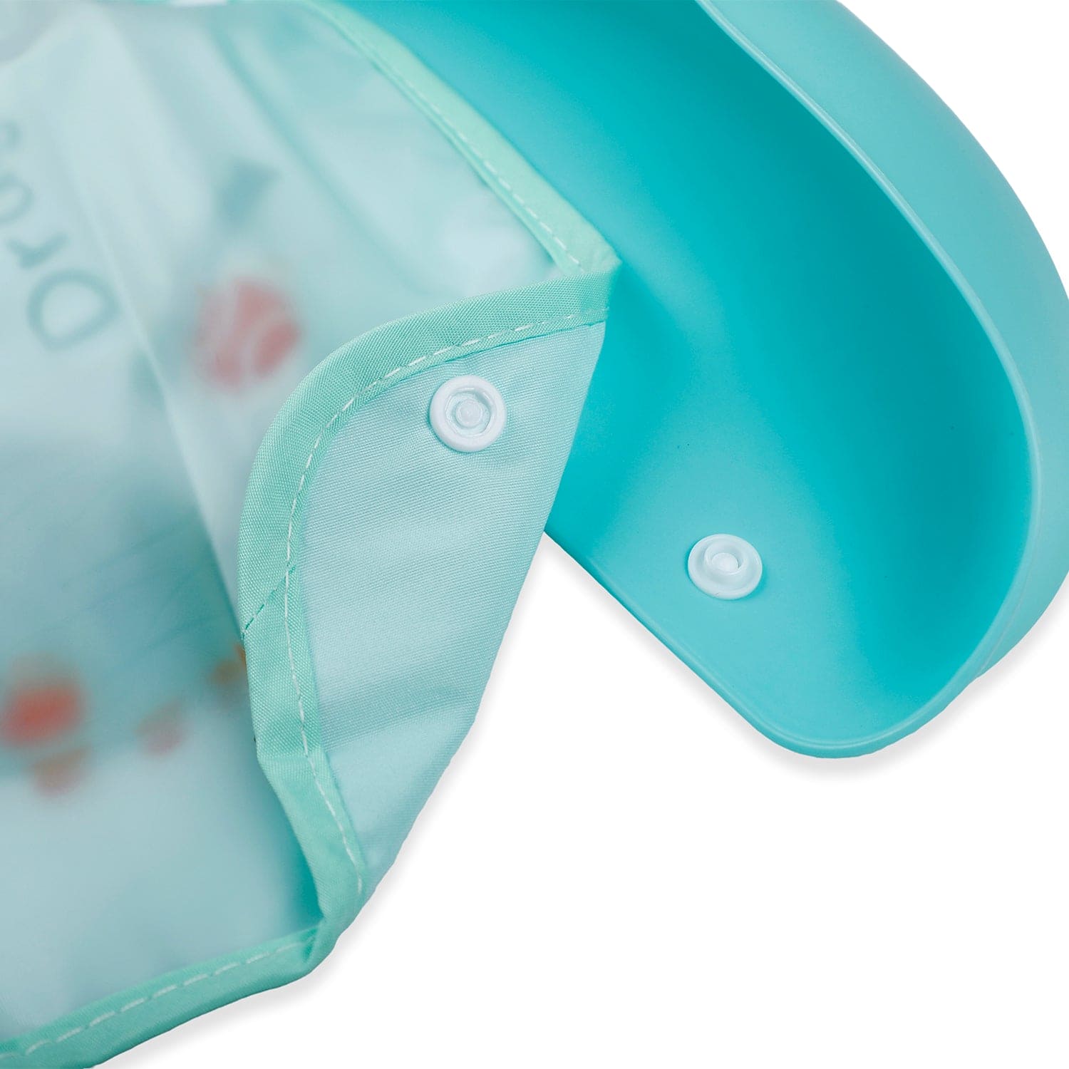 Baby Moo Happy Dragons Premium Waterproof Crumb Catcher Bibs - Turquoise