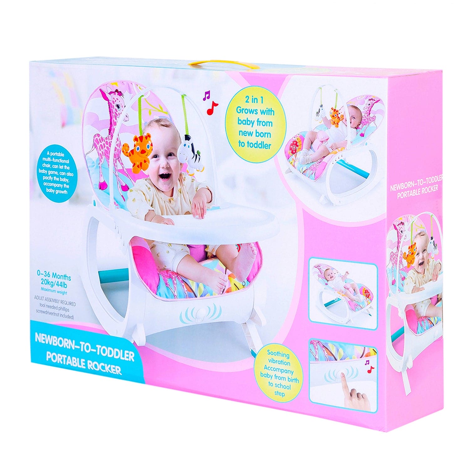 2 In 1 Rocker Cum Feeding Chair 20 Kg Pink