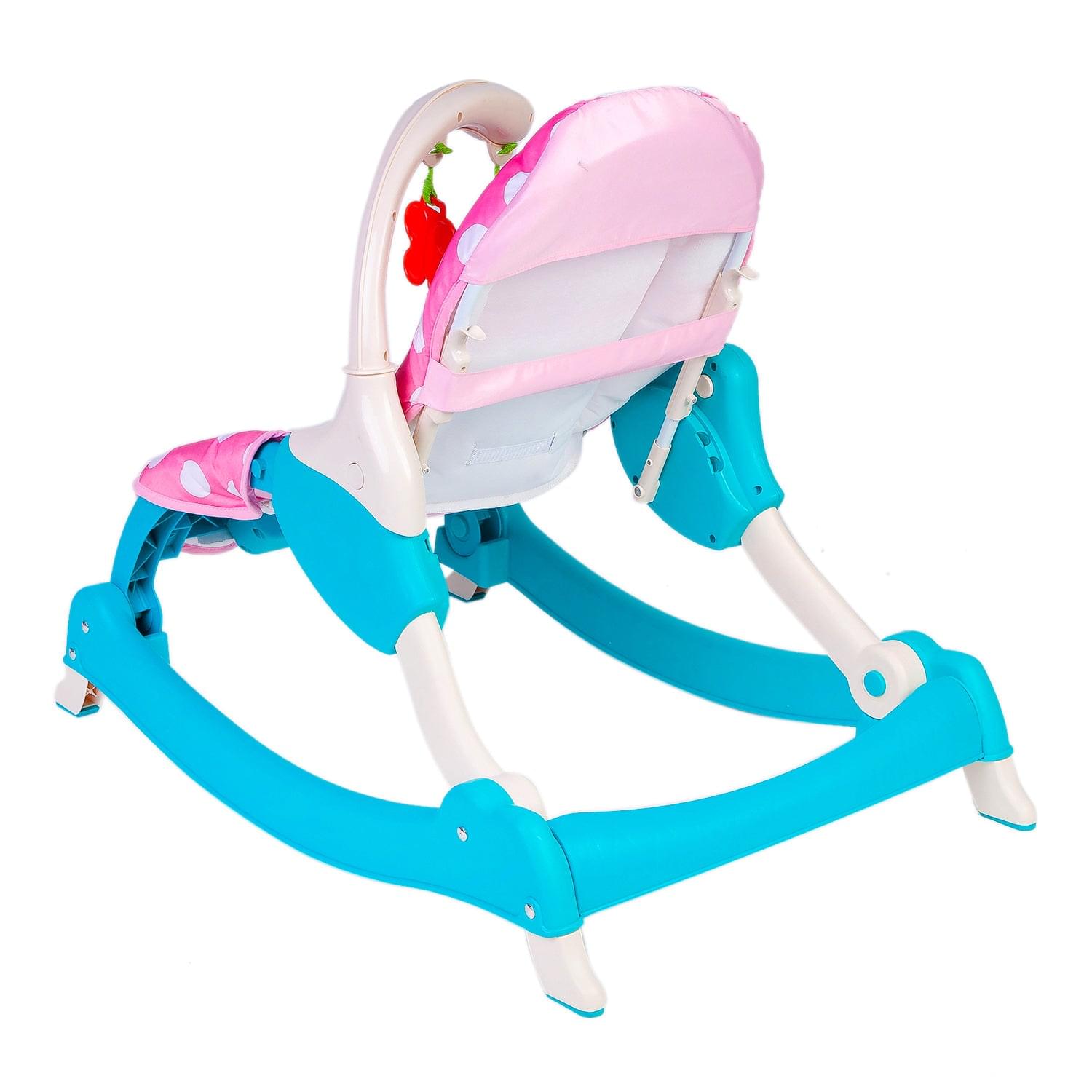 3 Adjustable Level Backrest Musical Baby Rocking Chair Pink Polka Dot - Baby Moo