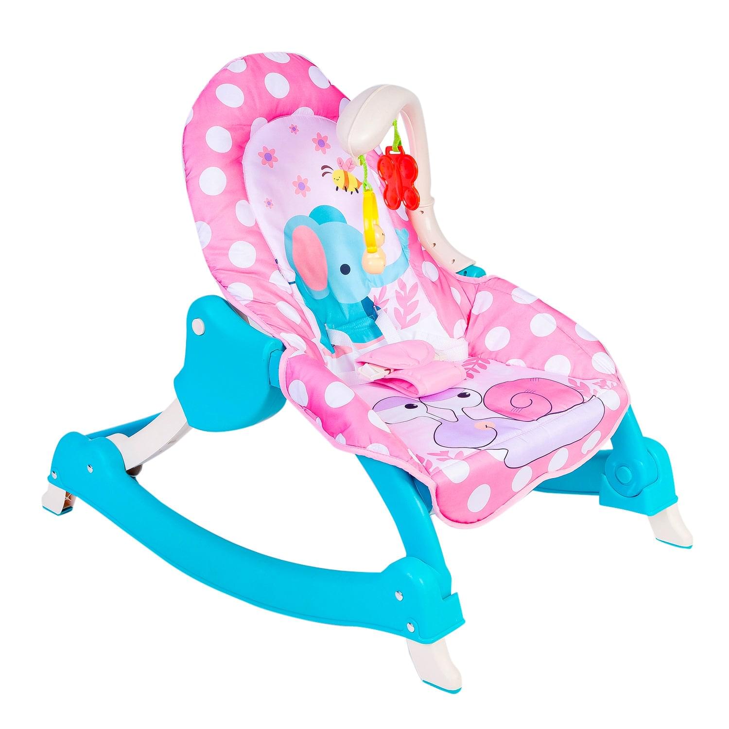 3 Adjustable Level Backrest Musical Baby Rocking Chair Pink Polka Dot - Baby Moo