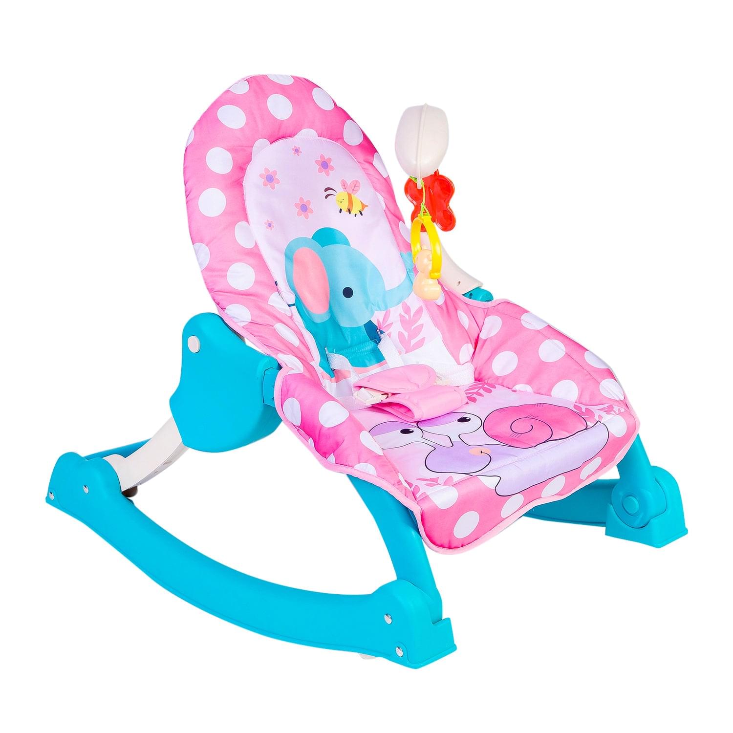3 Adjustable Level Backrest Musical Baby Rocking Chair Pink Polka Dot - Baby Moo