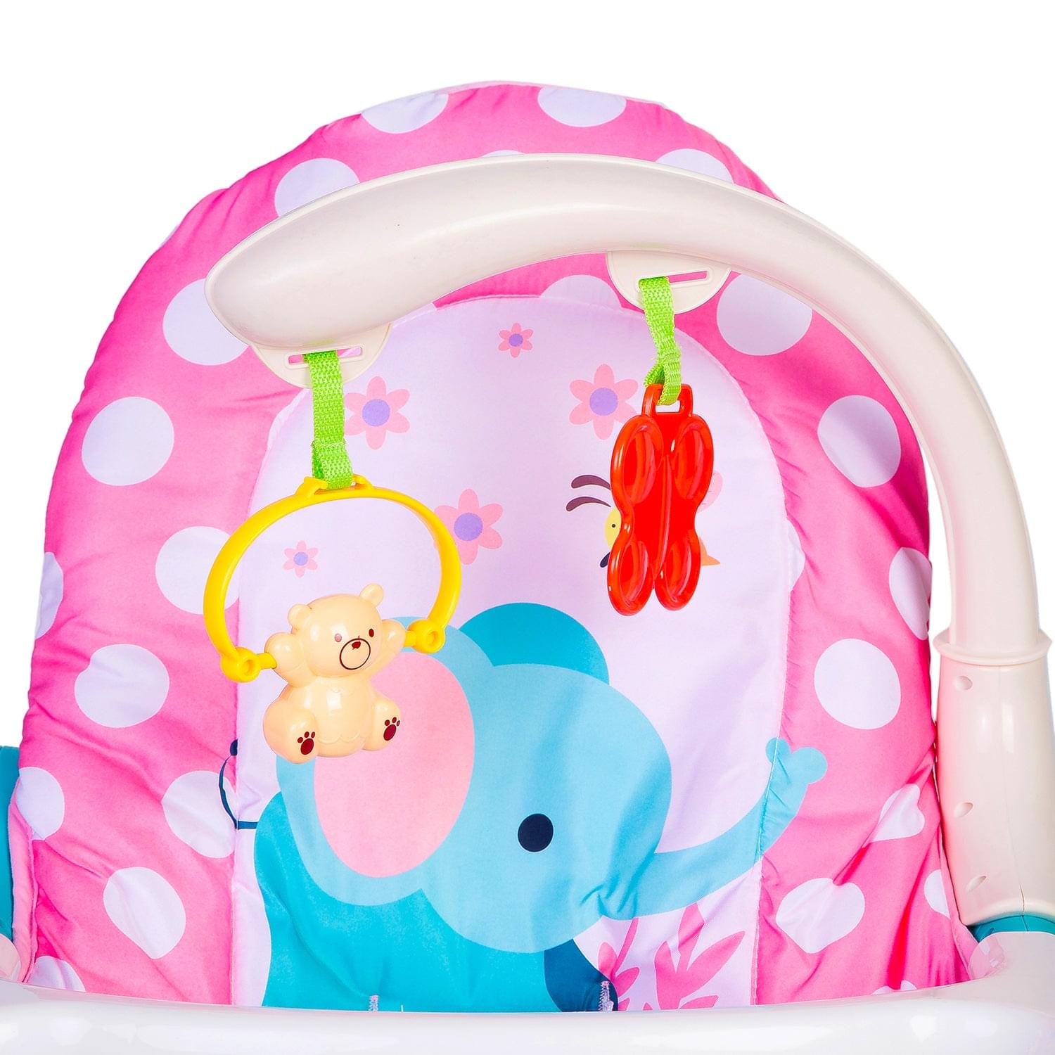 3 Adjustable Level Backrest Musical Baby Rocking Chair Pink Polka Dot - Baby Moo