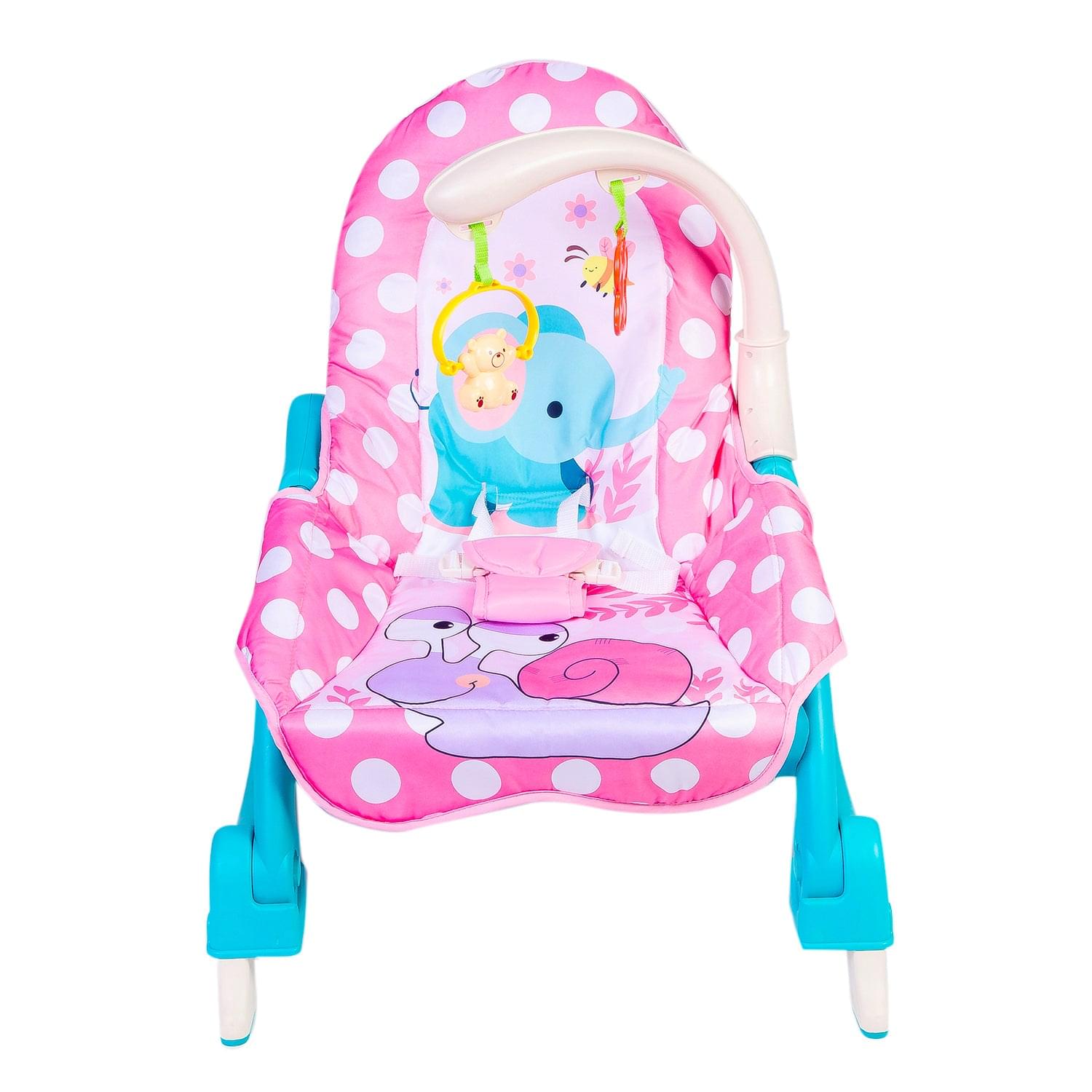 3 Adjustable Level Backrest Musical Baby Rocking Chair Pink Polka Dot - Baby Moo