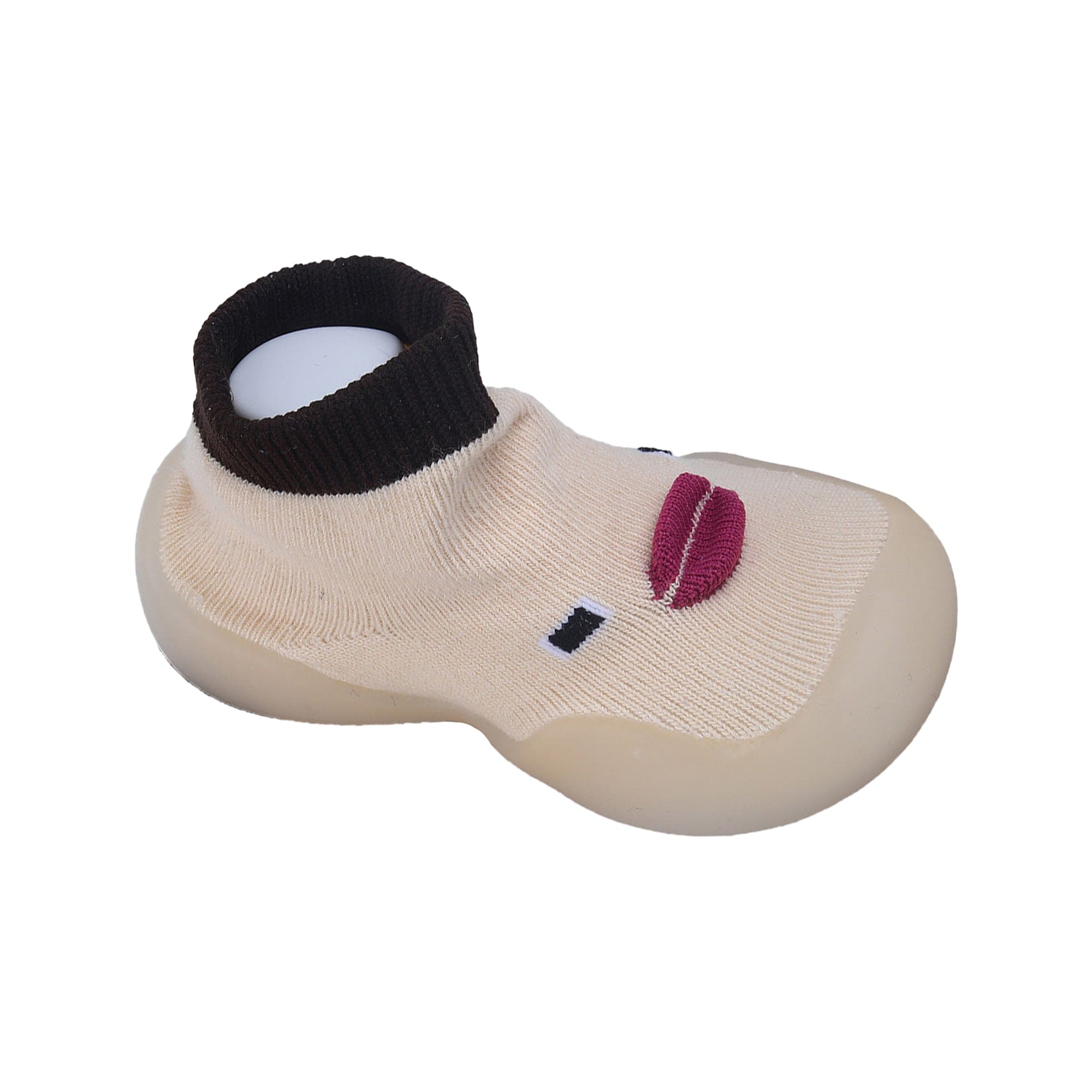 Baby Moo Cute Duck Face Rubber Comfortable Sole Slip-On Sock Shoes - Beige