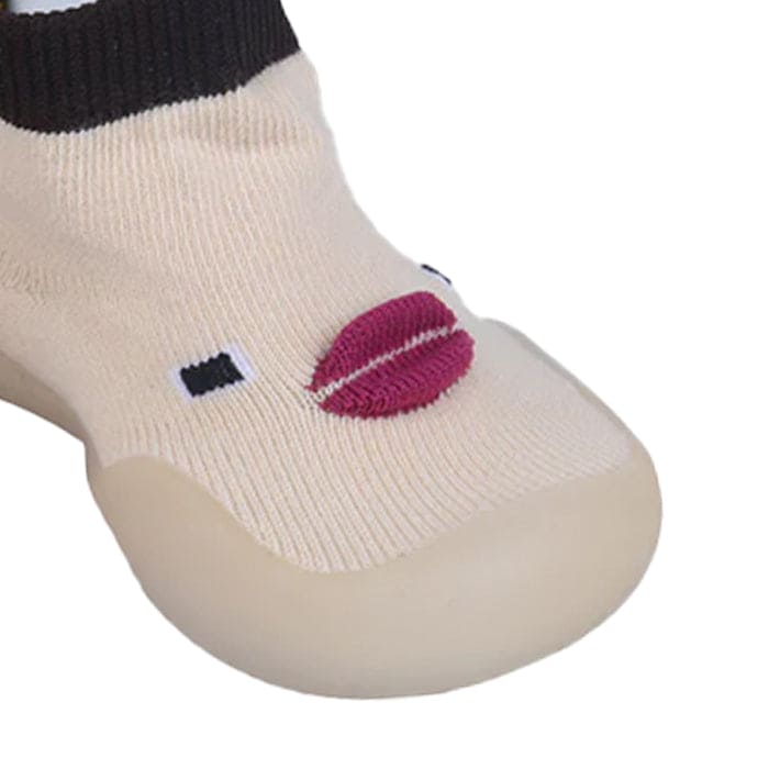 Baby Moo Cute Duck Face Rubber Comfortable Sole Slip-On Sock Shoes - Beige