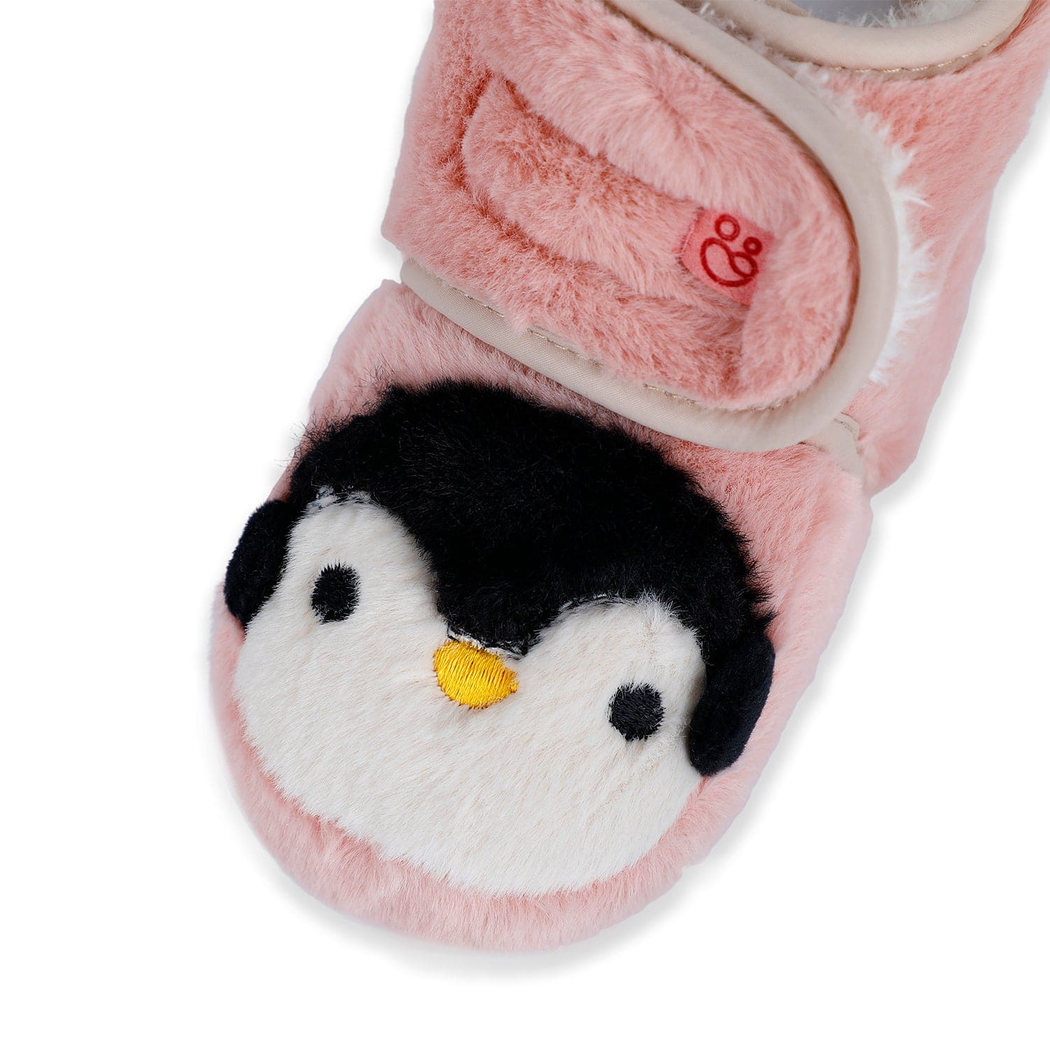 Baby Moo Penguin Warm Veclro Strap Fur Booties - Pink