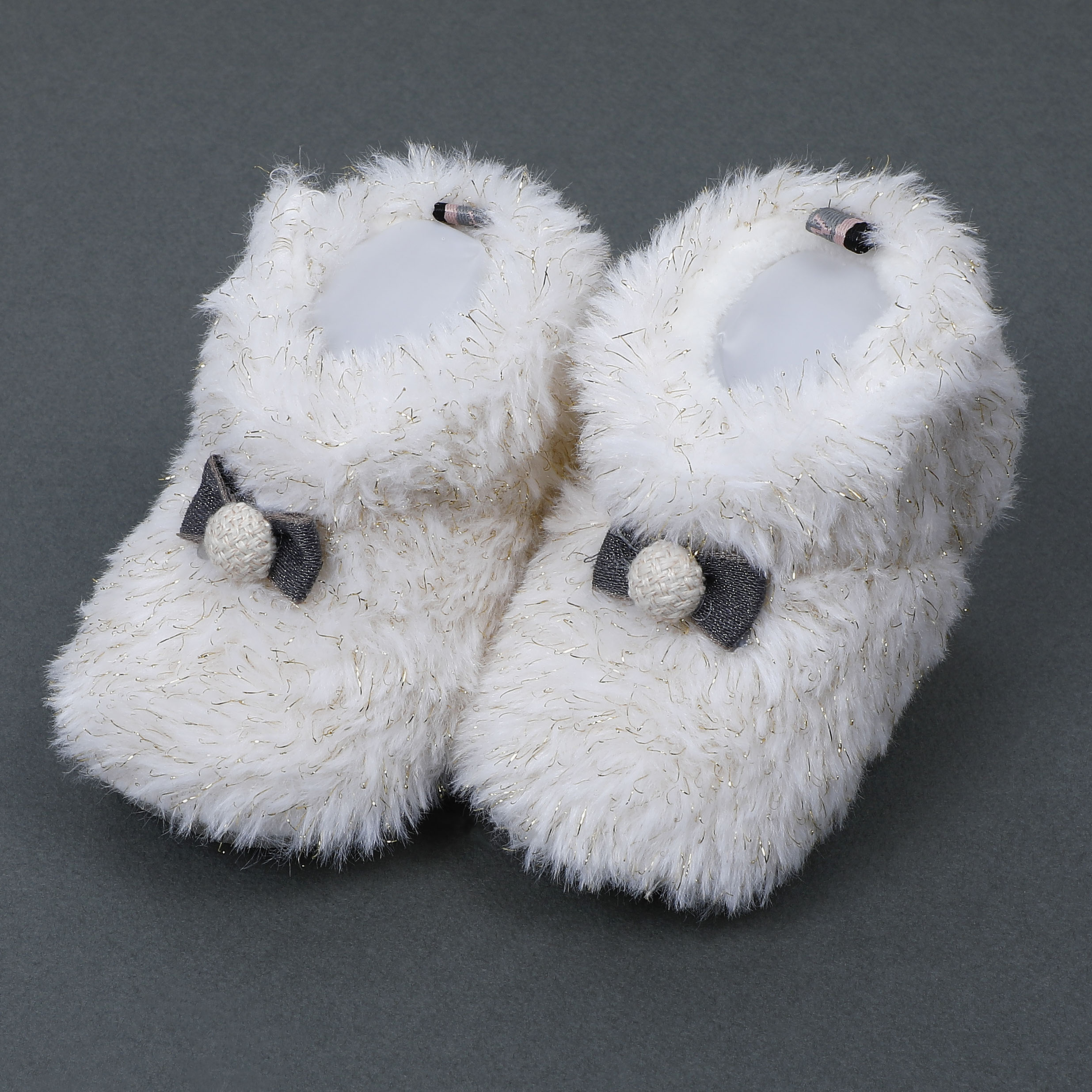 Baby Moo Papa's Angel Velcro Warm Furry Booties - Cream - Baby Moo