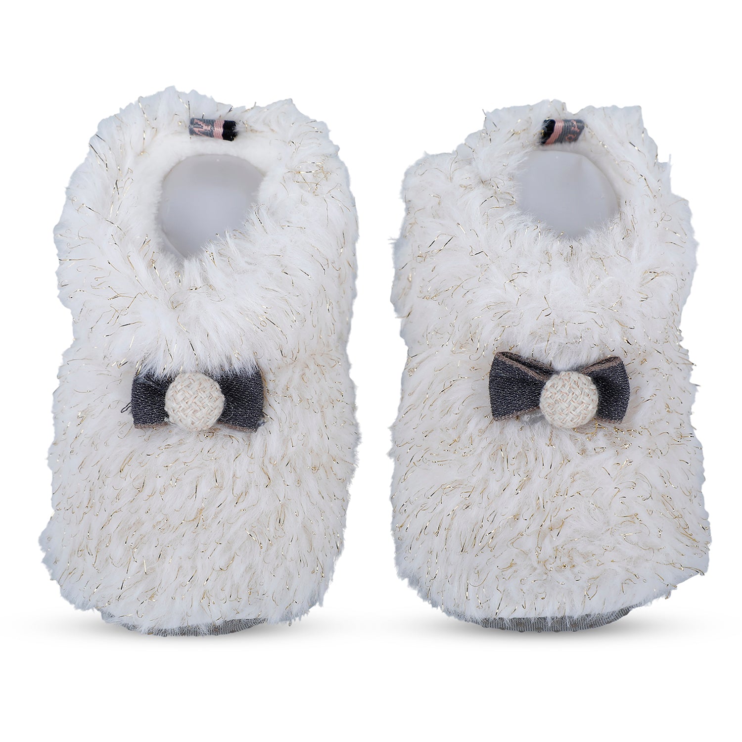 Baby Moo Papa's Angel Velcro Warm Furry Booties - Cream - Baby Moo