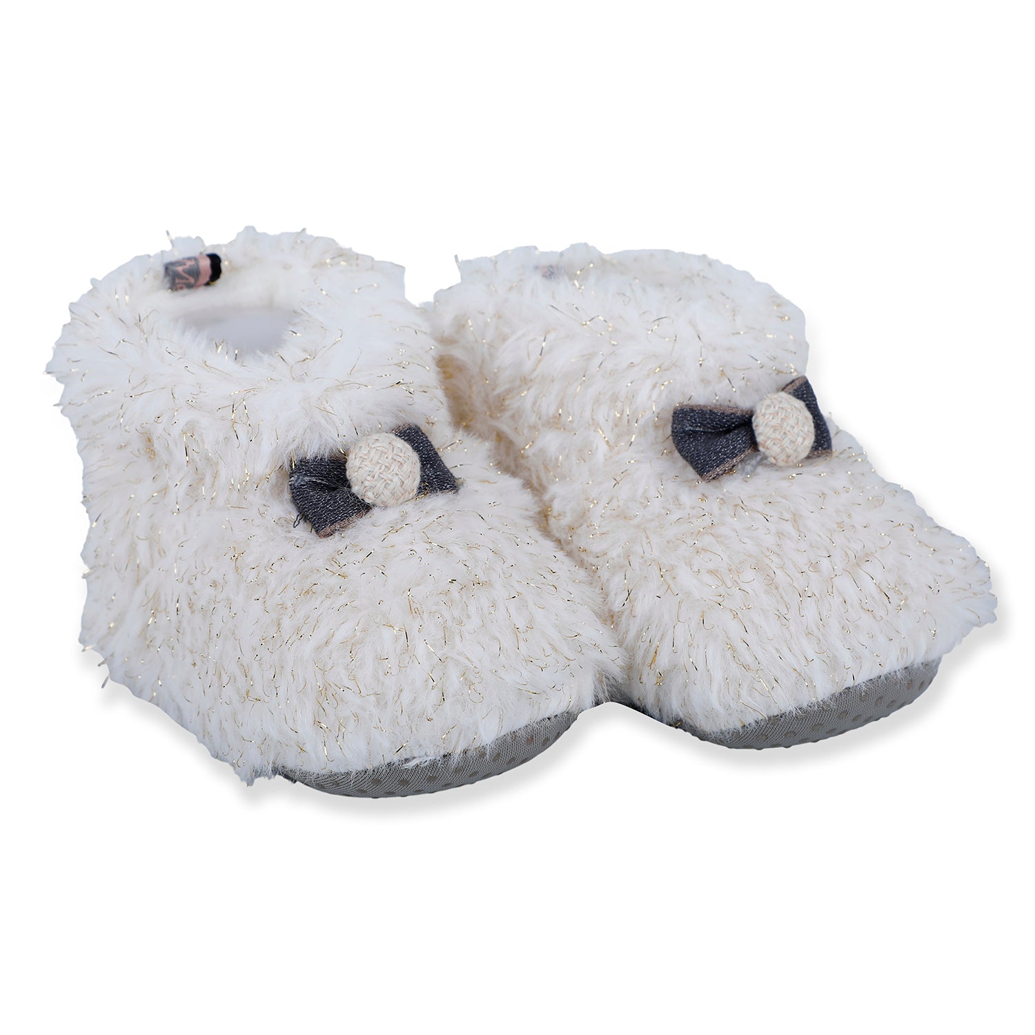 Baby Moo Papa's Angel Velcro Warm Furry Booties - Cream - Baby Moo