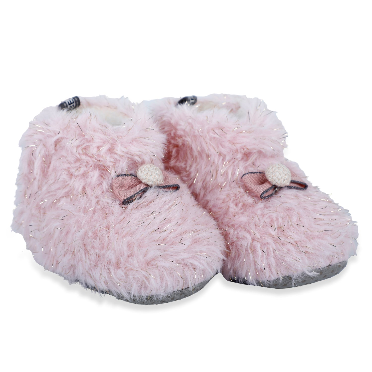 Baby Moo Papa's Angel Velcro Warm Furry Booties - Pink - Baby Moo