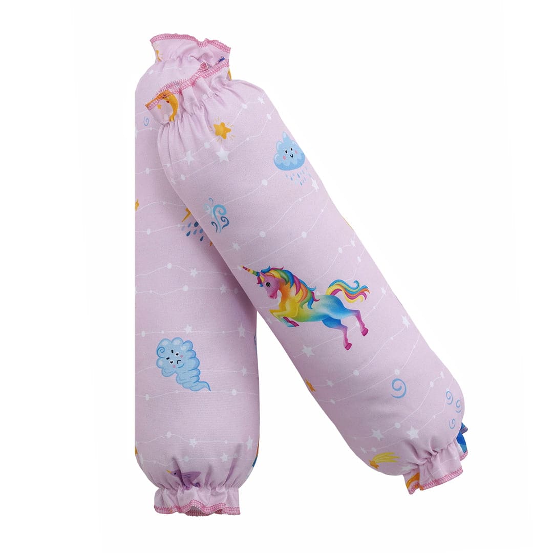 Baby Moo Unicorn 2 Pcs Cotton Medium Bolster Set - Pink - Baby Moo
