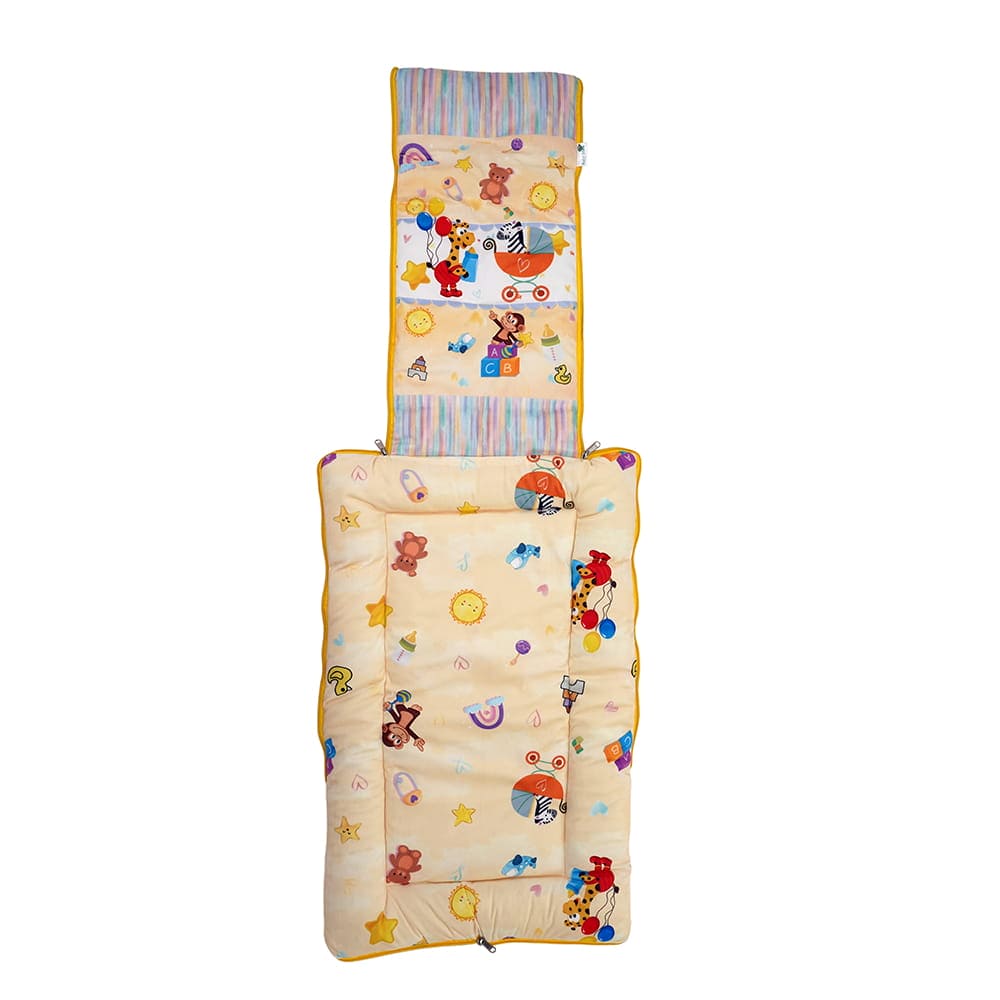 Baby Moo Zebra in Pram Premium Carry Nest Velvet With Hosiery Lining Sleeping Bag - Yellow - Baby Moo