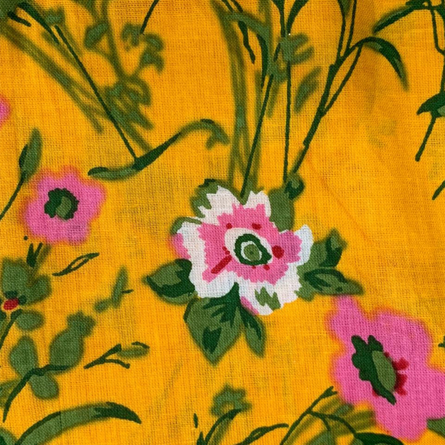 Baby Moo Big Floral Print Cotton Girls Two Piece Girls Kurta Pant Set - Yellow