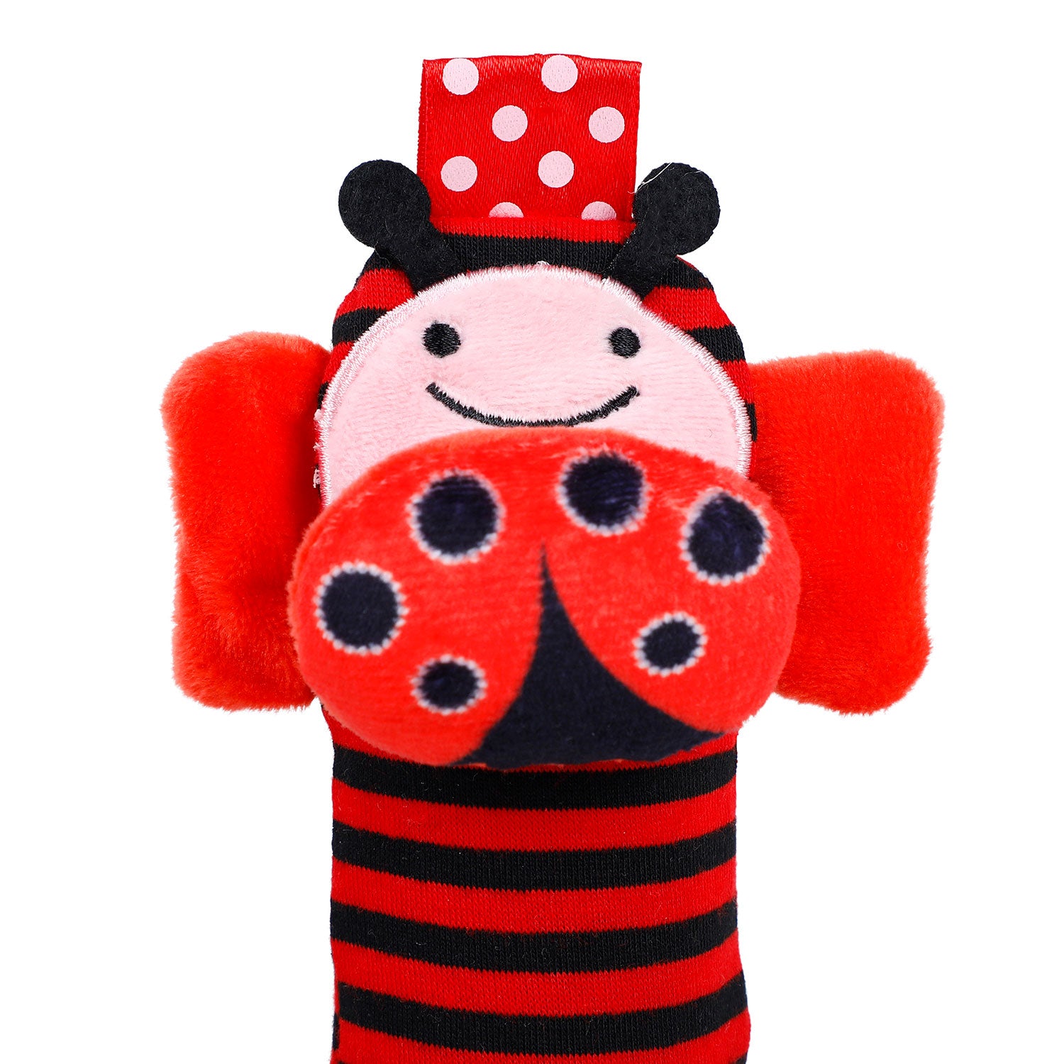 Baby Moo Buzzing Bee And Ladybug Striped Set of 2 Socks Rattle - Red, Yellow