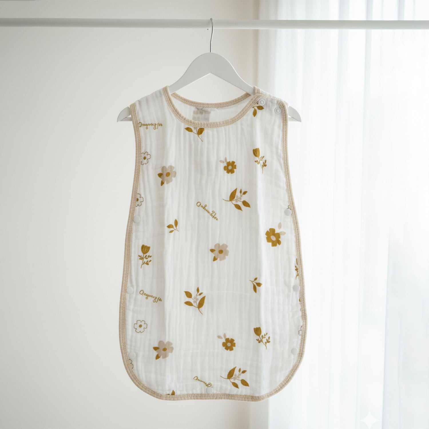 Baby Moo Floral Print 6 Layer Snap Button Muslin Sleeping Bag / Wearable Blanket / Sleep Sack - White