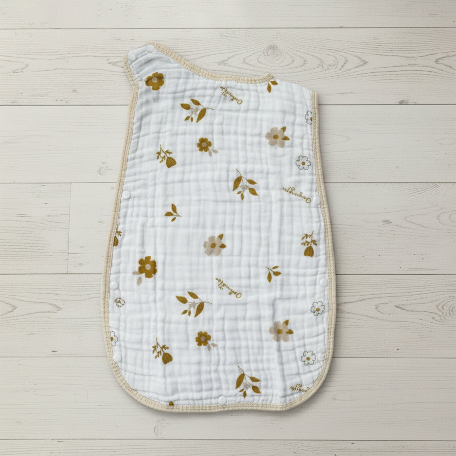 Baby Moo Floral Print 6 Layer Snap Button Muslin Sleeping Bag / Wearable Blanket / Sleep Sack - White