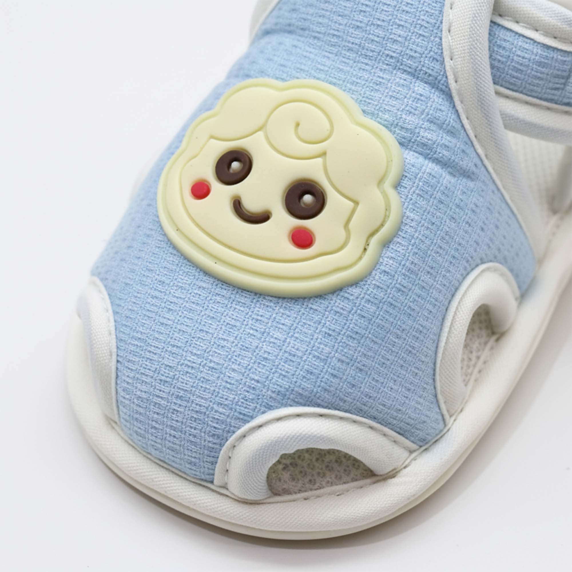 Baby Moo Lamb Velcro Strap Anti-Skid Closed Toe Sandal Booties-Blue