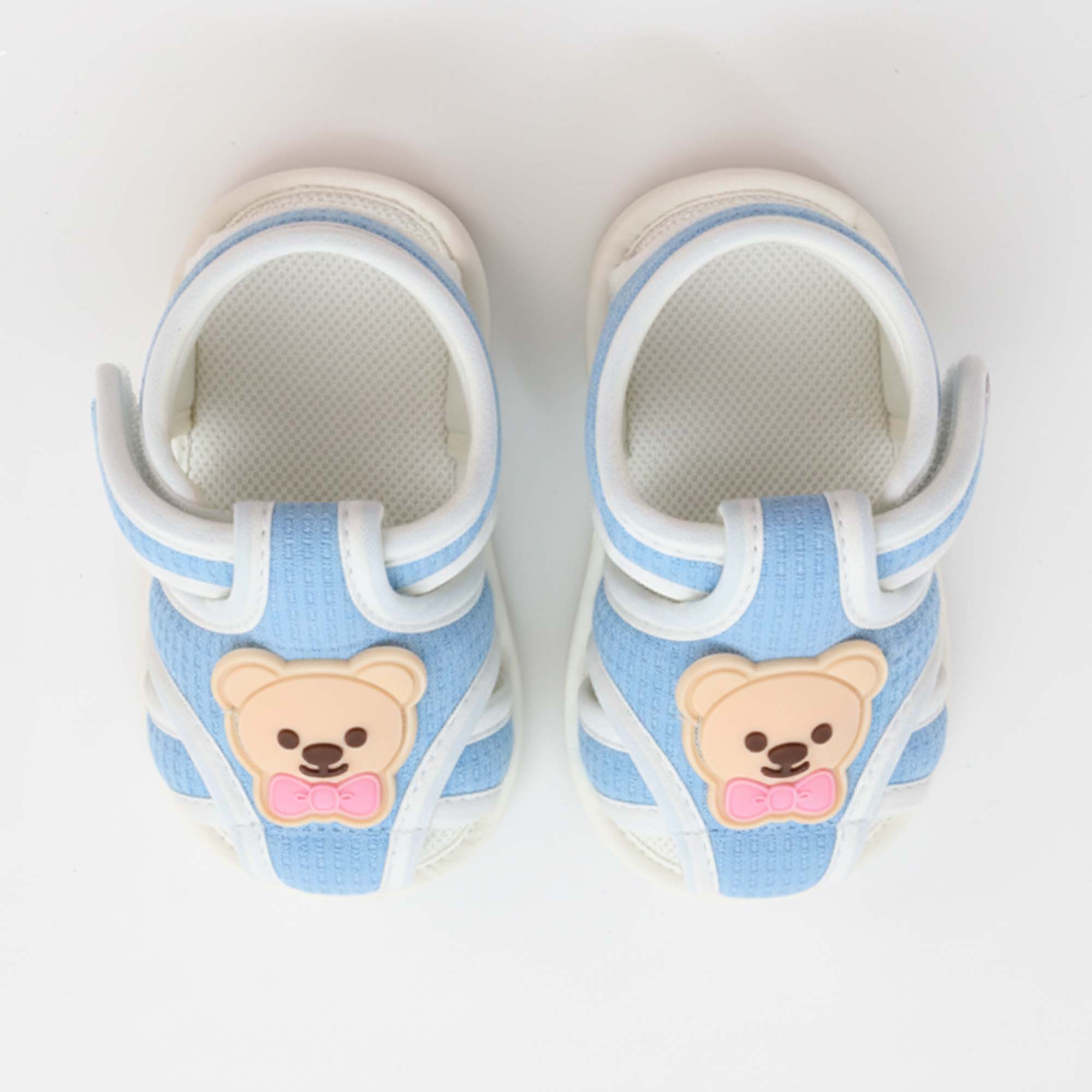 Baby Moo Teddy Velcro Strap Anti-Skid Closed Toe Sandal Booties-Blue