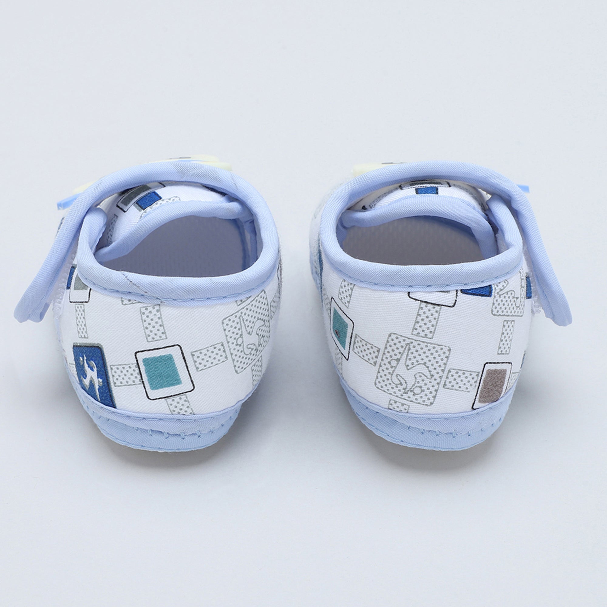 Baby Moo Cute Panda Velcro Strap Anti-Skid Fabric Sneaker Booties - Blue