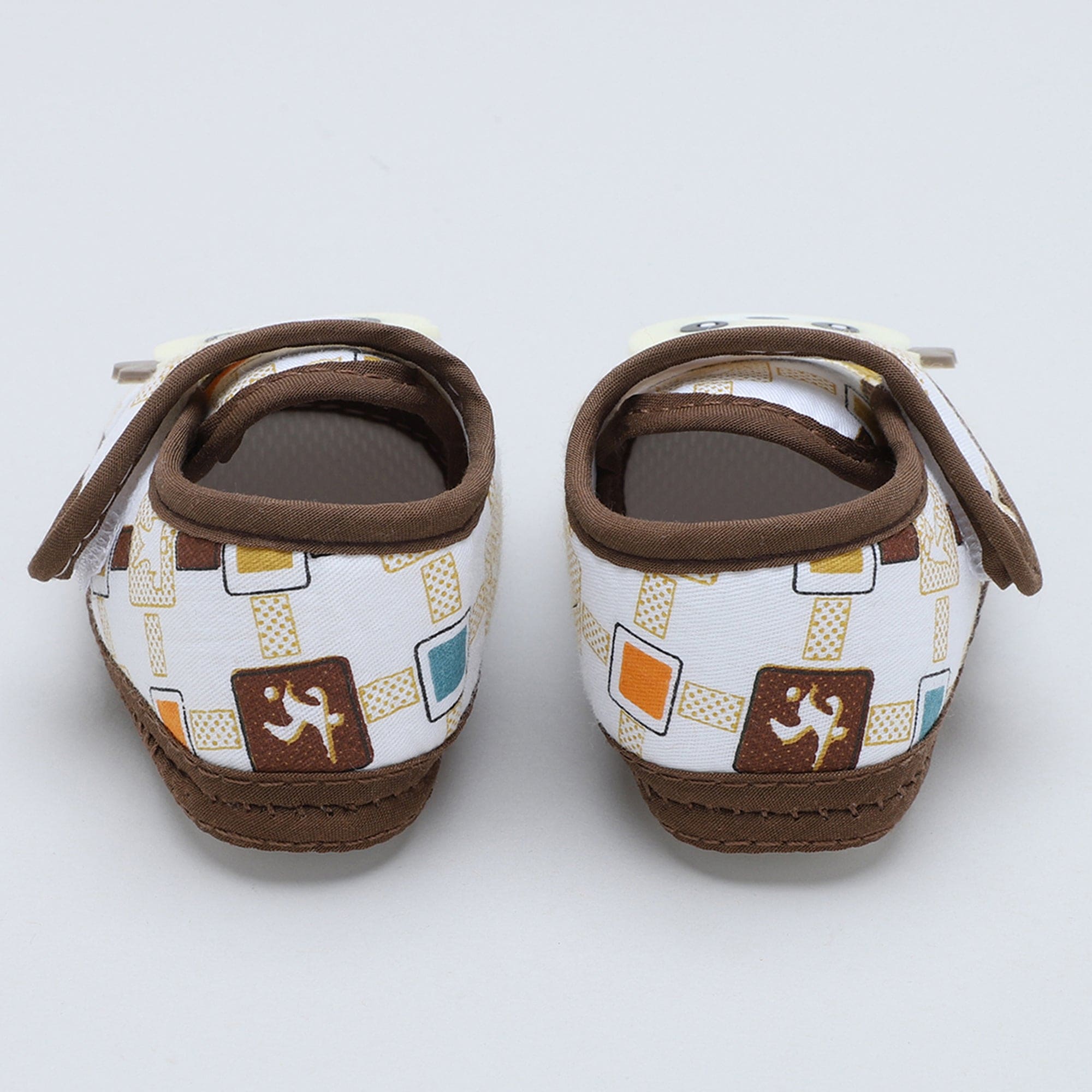 Baby Moo Cute Panda Velcro Strap Anti-Skid Fabric Sneaker Booties - Brown