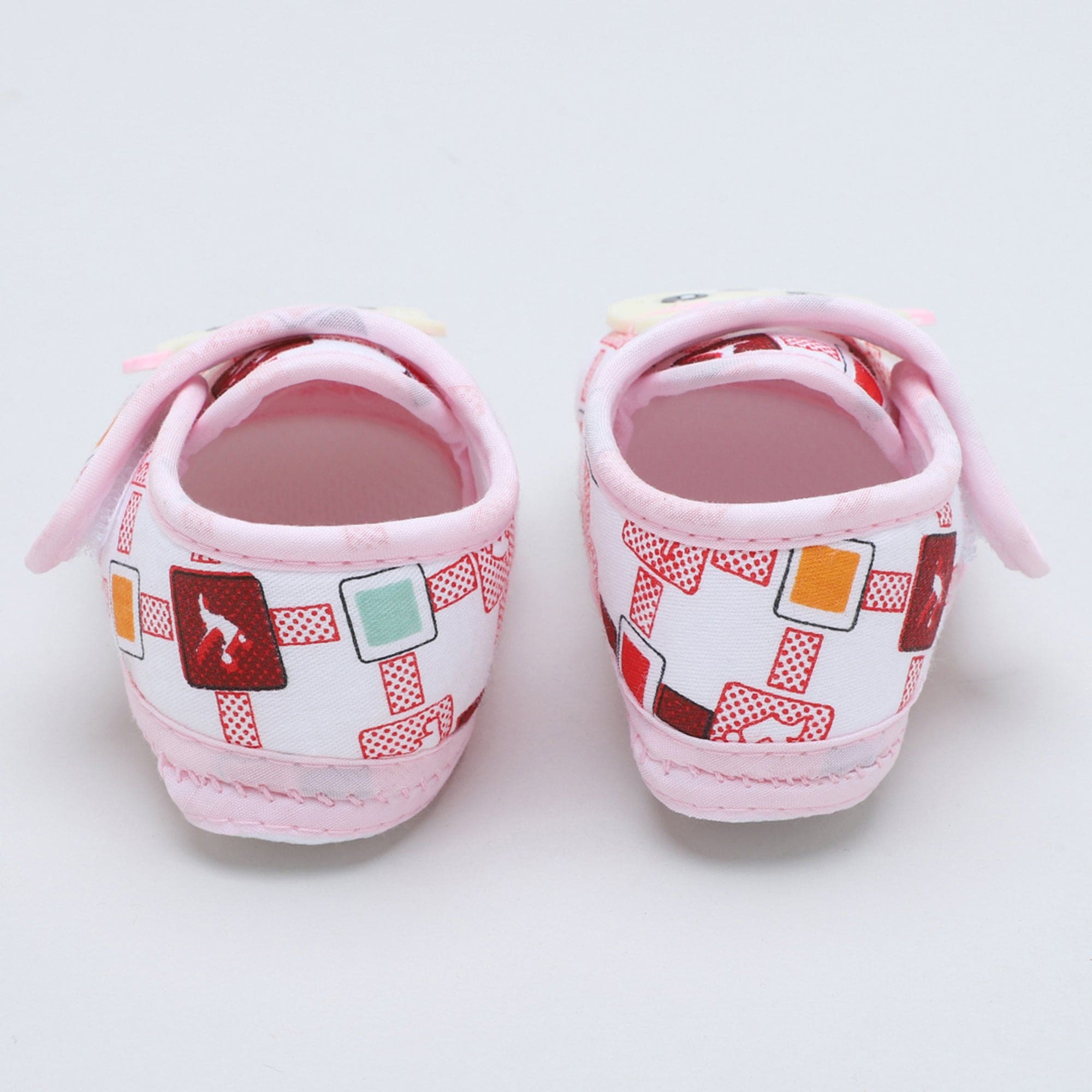 Baby Moo Cute Panda Velcro Strap Anti-Skid Fabric Sneaker Booties - Pink
