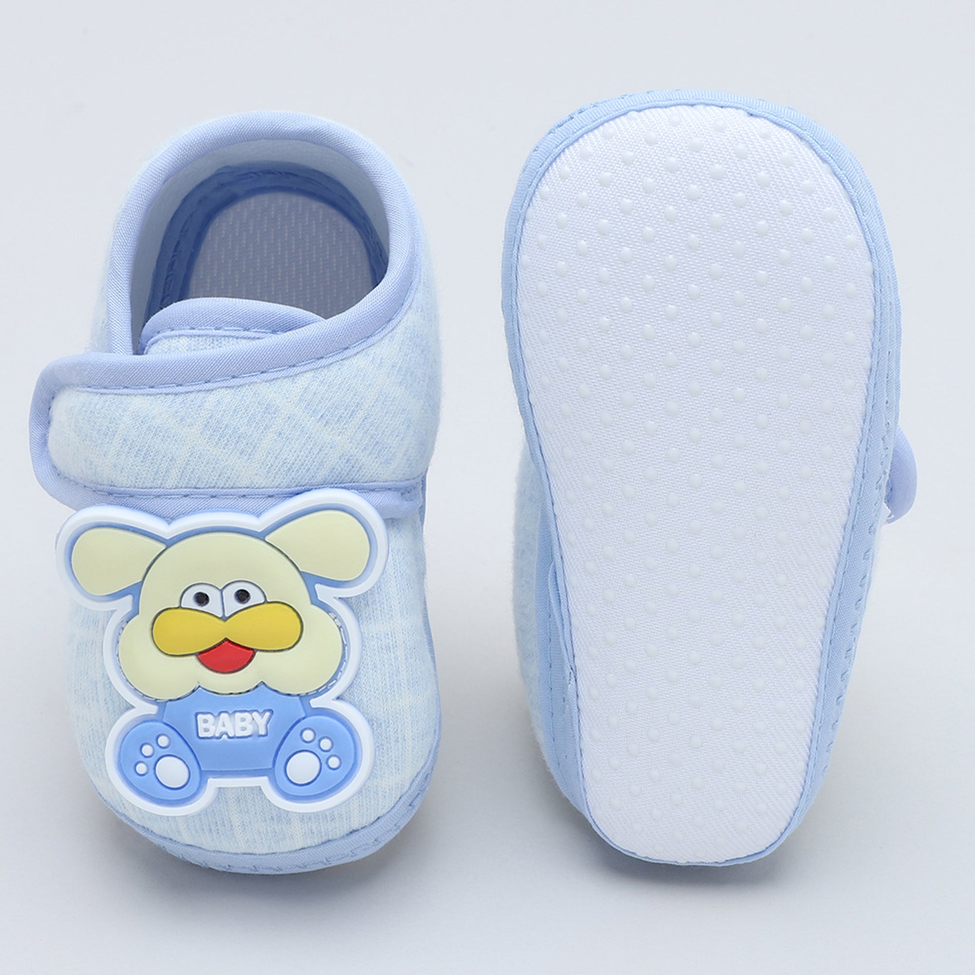 Baby Moo Dog Velcro Strap Anti-Skid Fabric Sneaker Booties - Blue