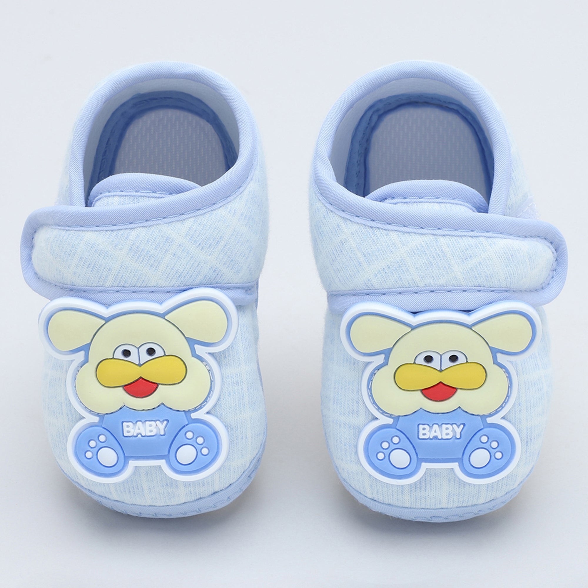 Baby Moo Dog Velcro Strap Anti-Skid Fabric Sneaker Booties - Blue