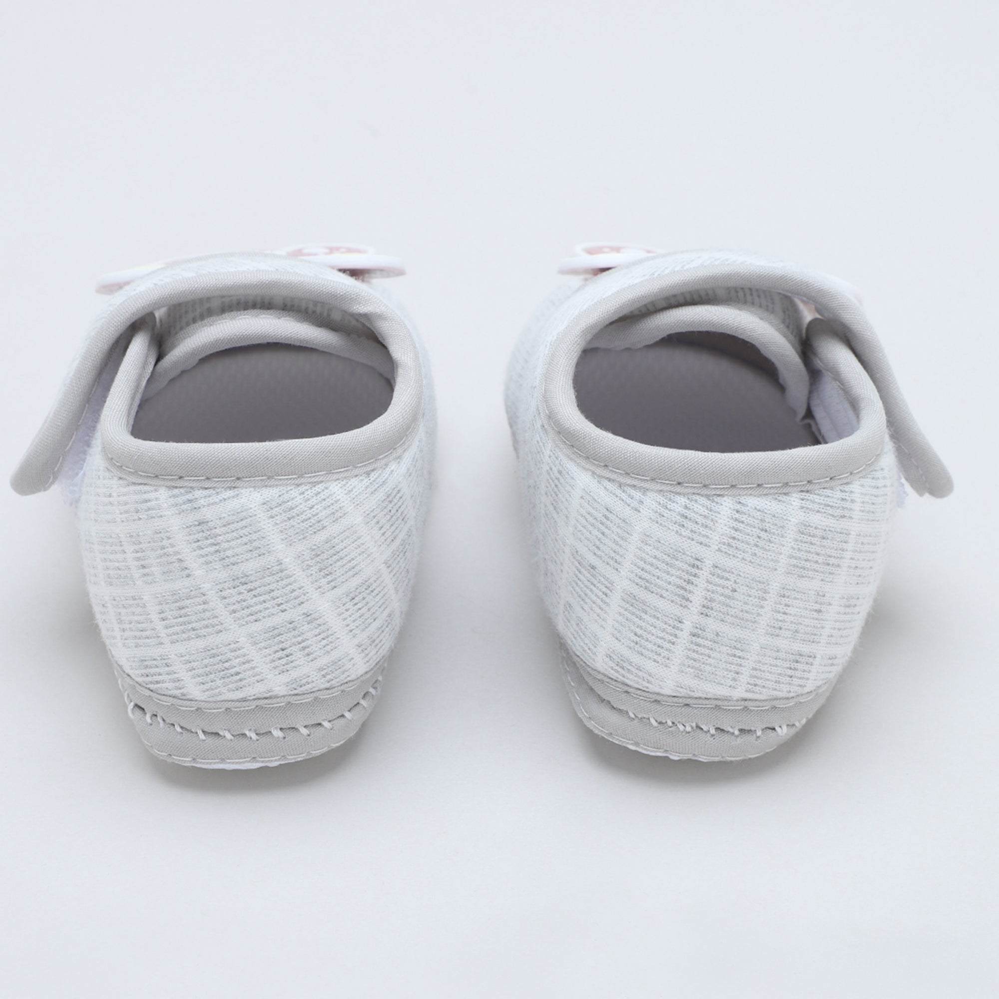 Baby Moo Dog Velcro Strap Anti-Skid Fabric Sneaker Booties - Grey