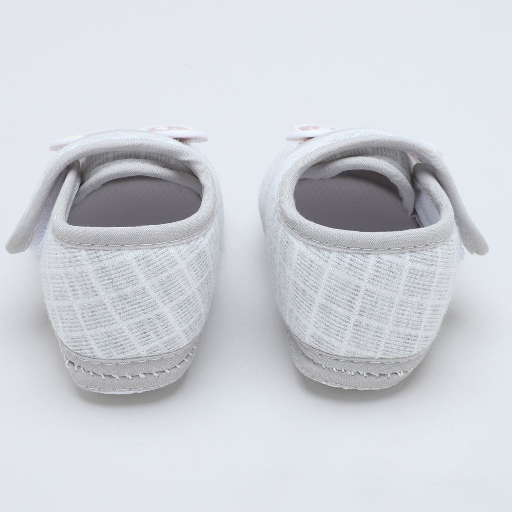 Baby Moo Dog Velcro Strap Anti-Skid Fabric Sneaker Booties - Grey