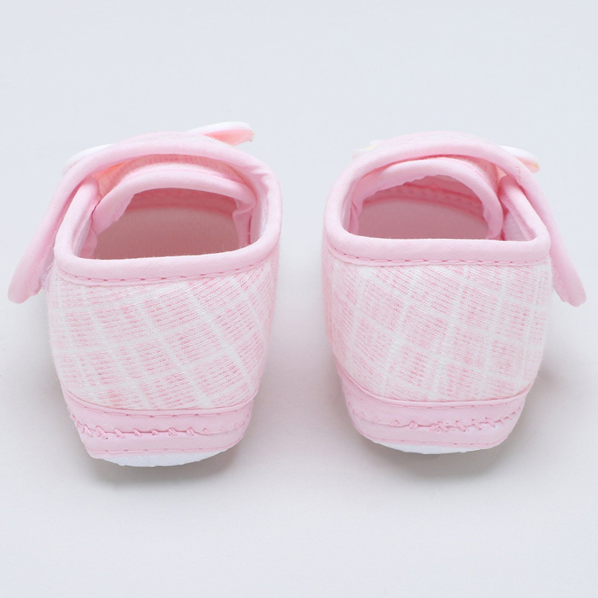 Baby Moo Dog Velcro Strap Anti-Skid Fabric Sneaker Booties - Pink