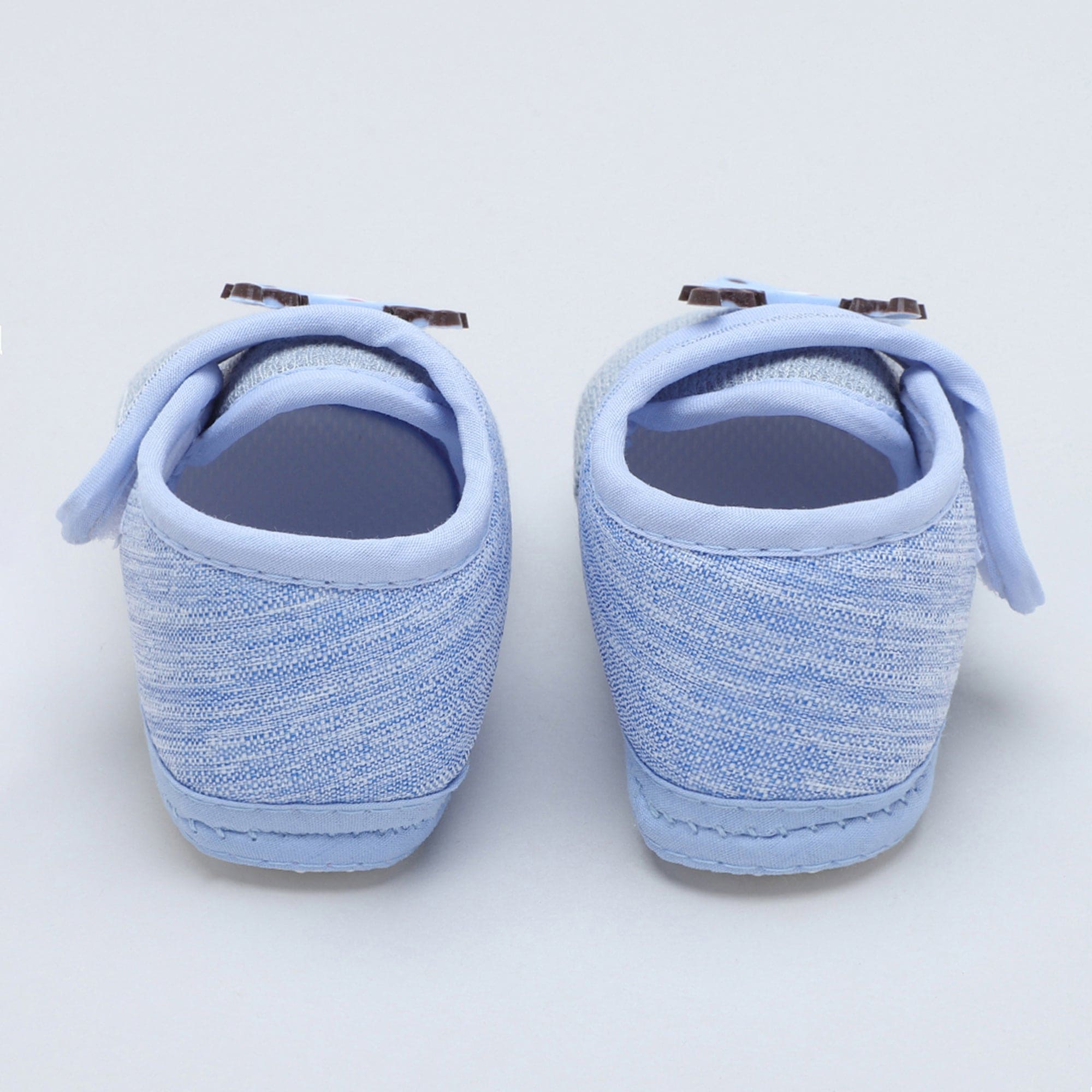 Baby Moo Deer Velcro Strap Anti-Skid Fabric Sneaker Booties - Blue