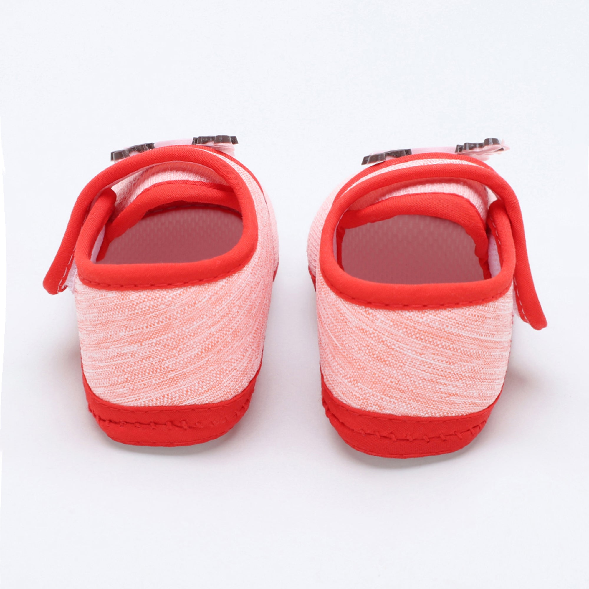 Baby Moo Deer Velcro Strap Anti-Skid Fabric Sneaker Booties - Pink