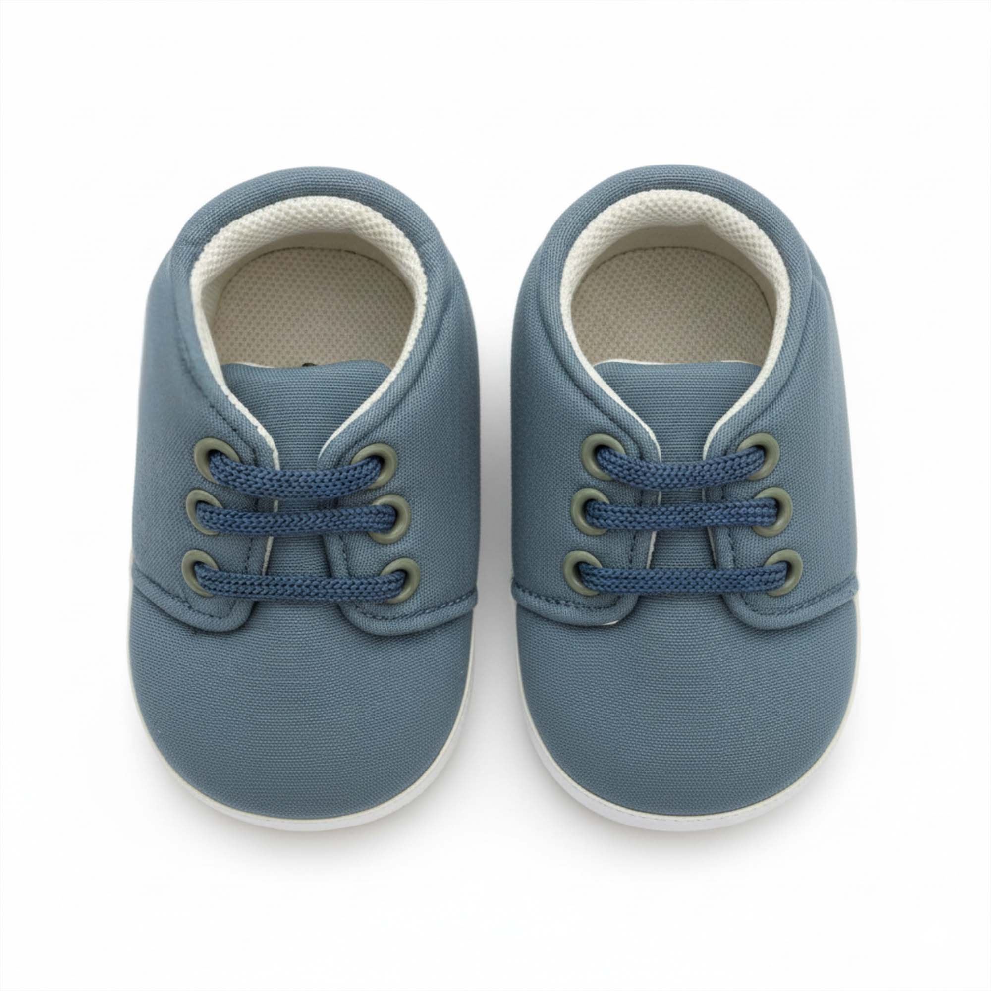 Baby Moo Stylish Lace-Up Comfy Velcro Sneakers Booties-Blue