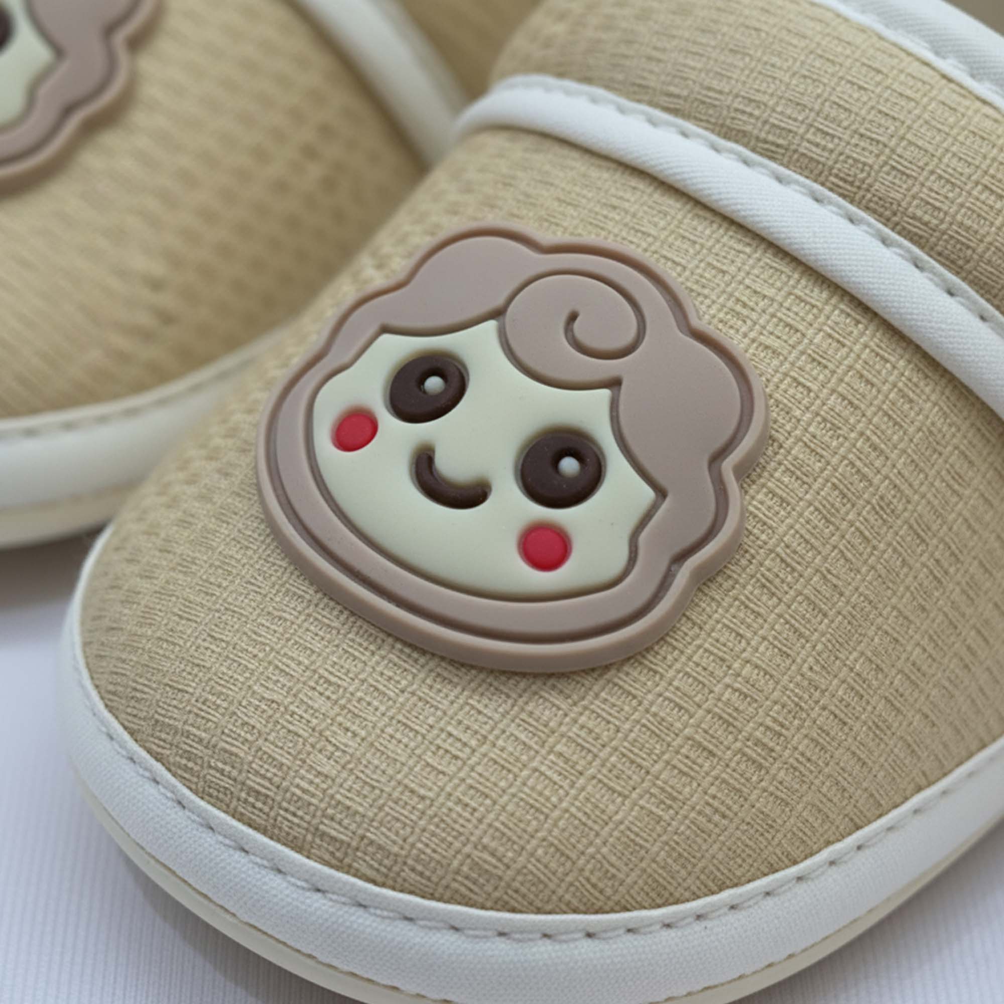 Baby Moo Lamb Velcro Strap Anti-Skid Sneakers Booties-Beige
