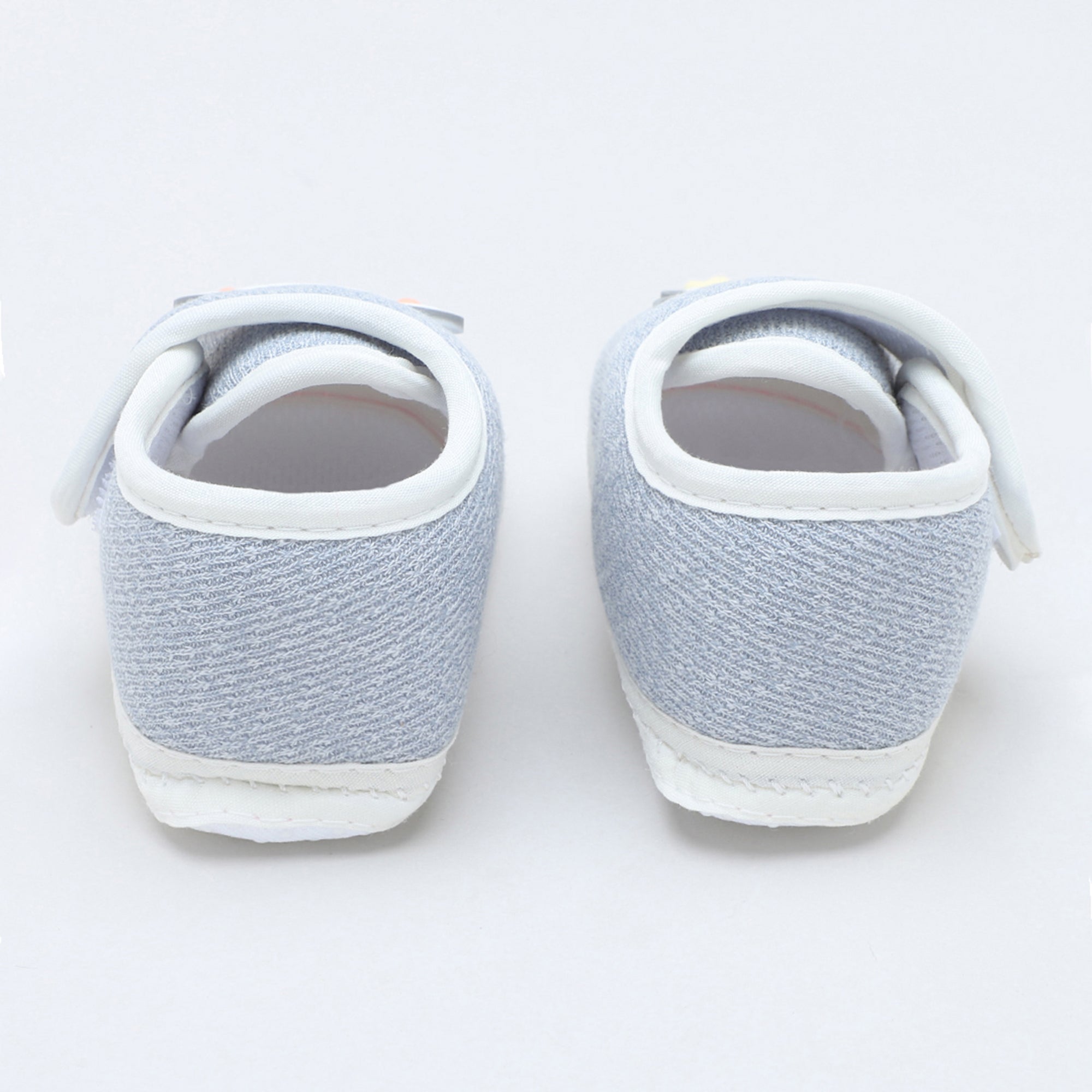 Baby Moo Mouse Velcro Strap Anti-Skid Fabric Sneaker Booties - Grey