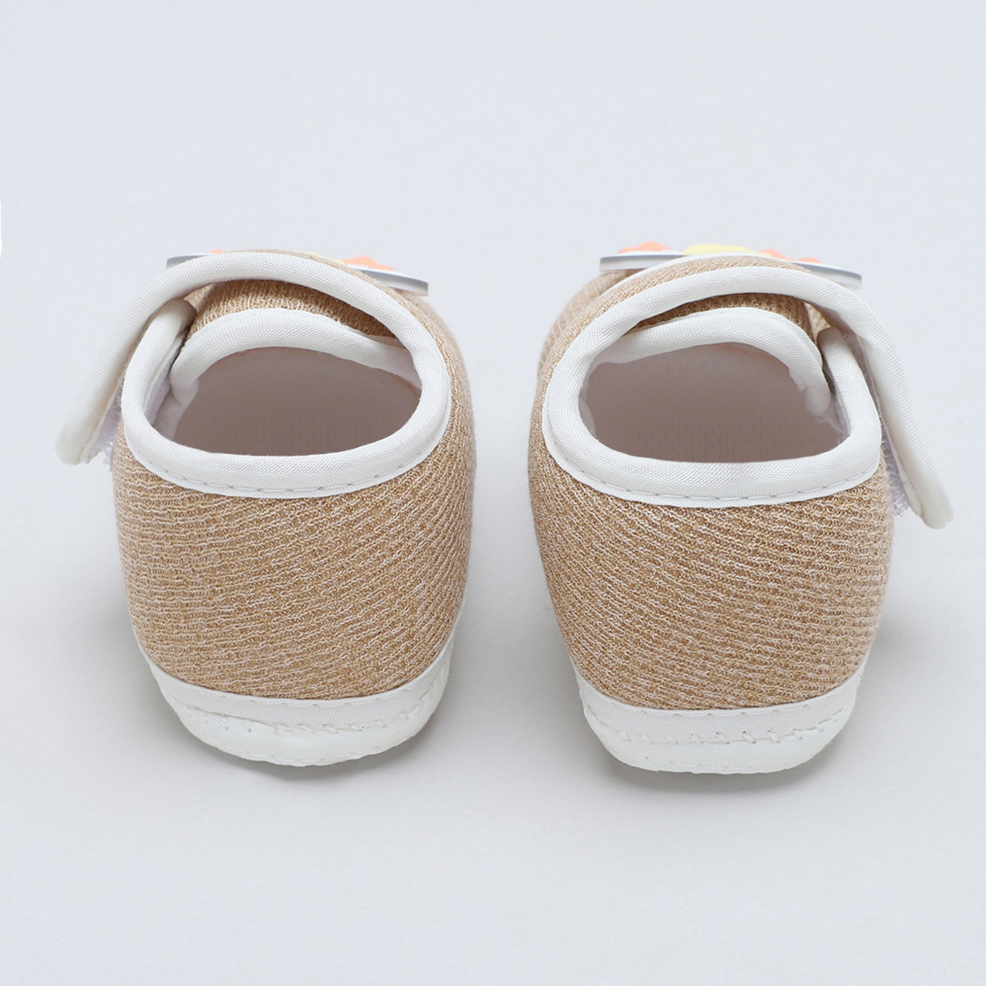 Baby Moo Mouse Velcro Strap Anti-Skid Fabric Sneaker Booties - Khaki