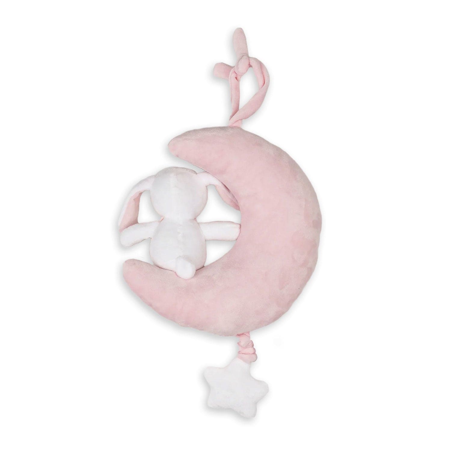 Baby Moo Bear On The Moon Hanging Musical Pulling Toy - Pink