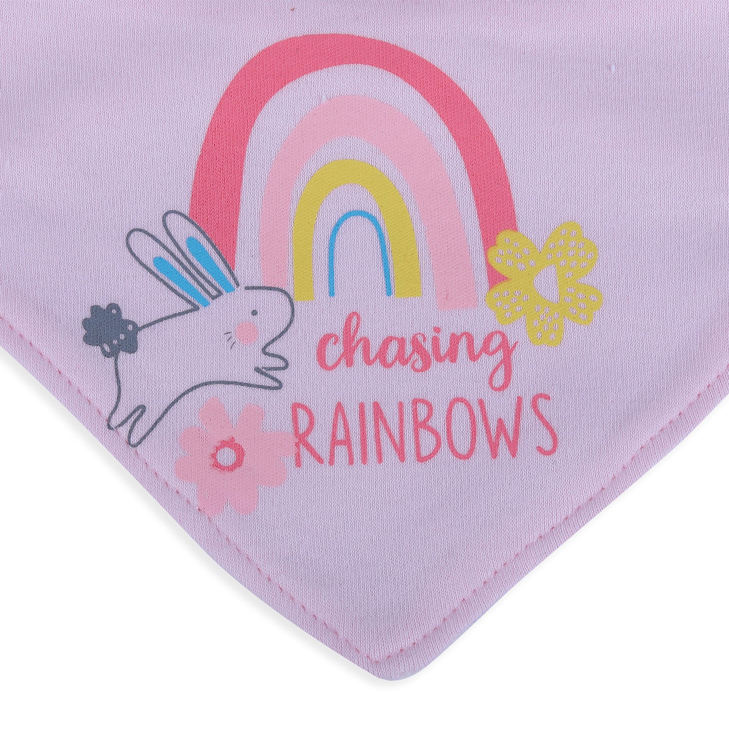 Baby Moo Bunny Chasing Rainbow Cotton 3 Pack Bandana Bibs - Pink - Baby Moo