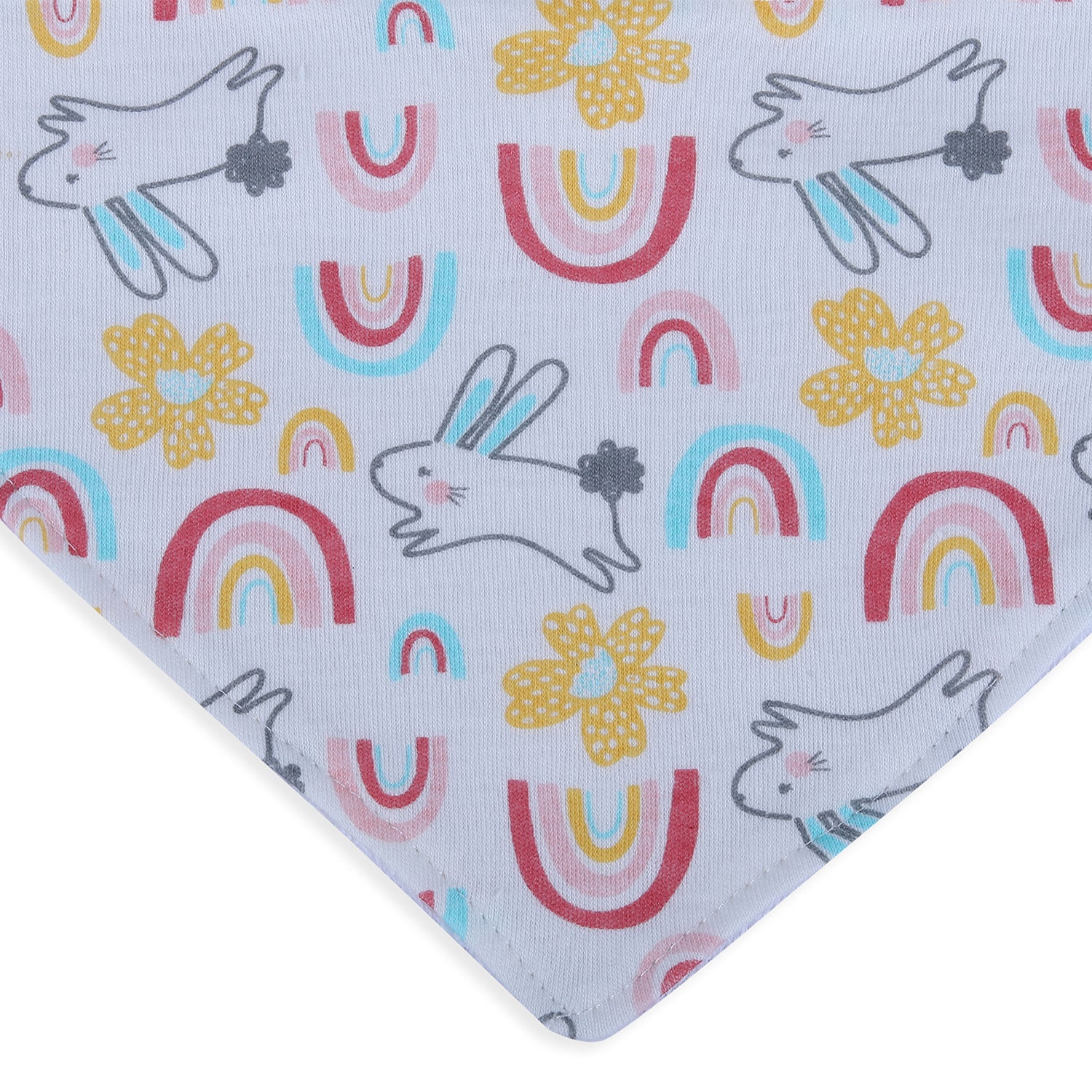 Baby Moo Bunny Chasing Rainbow Cotton 3 Pack Bandana Bibs - Pink - Baby Moo