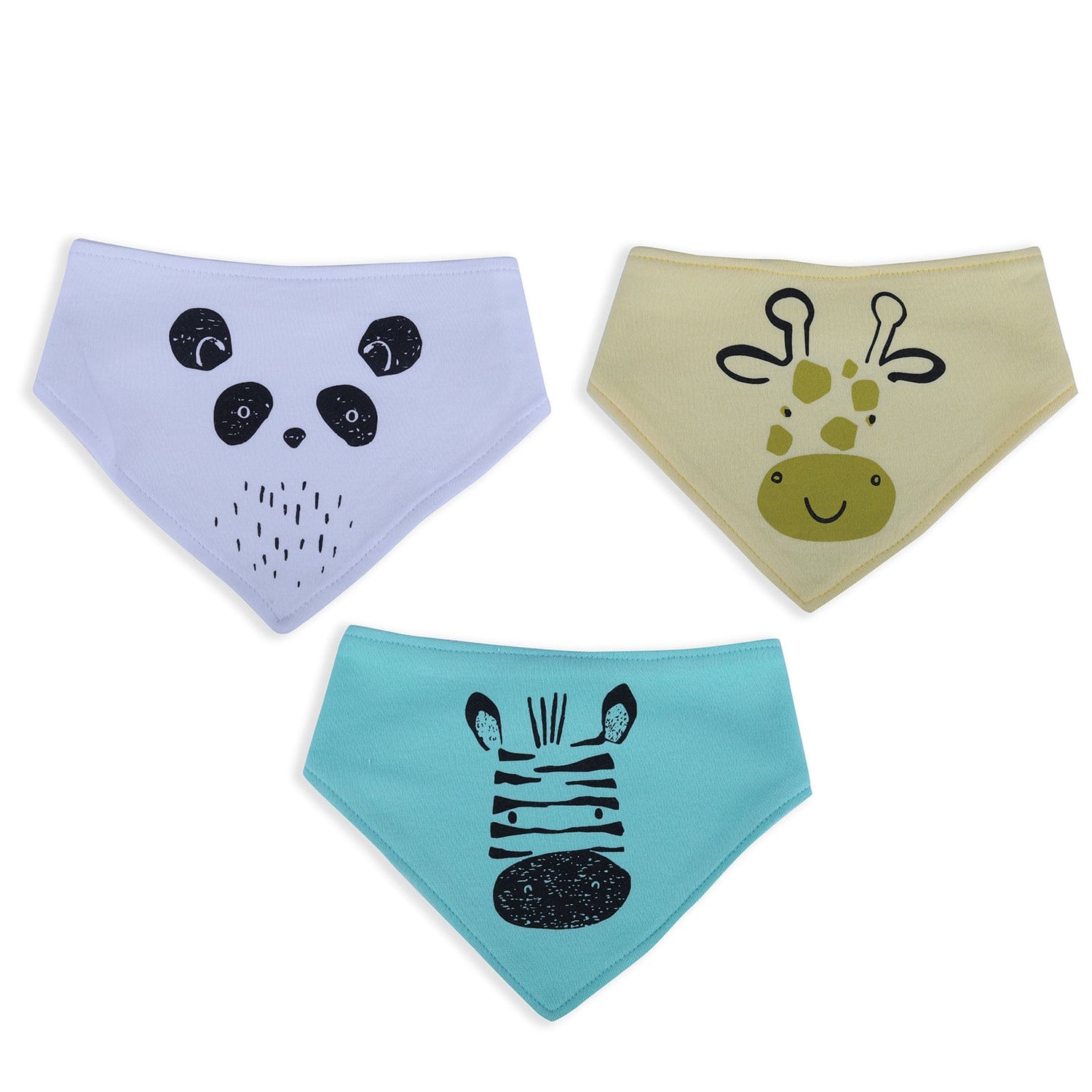 Baby Moo Zoo Animals Cotton 3 Pack Bandana Bibs - Multicolour - Baby Moo