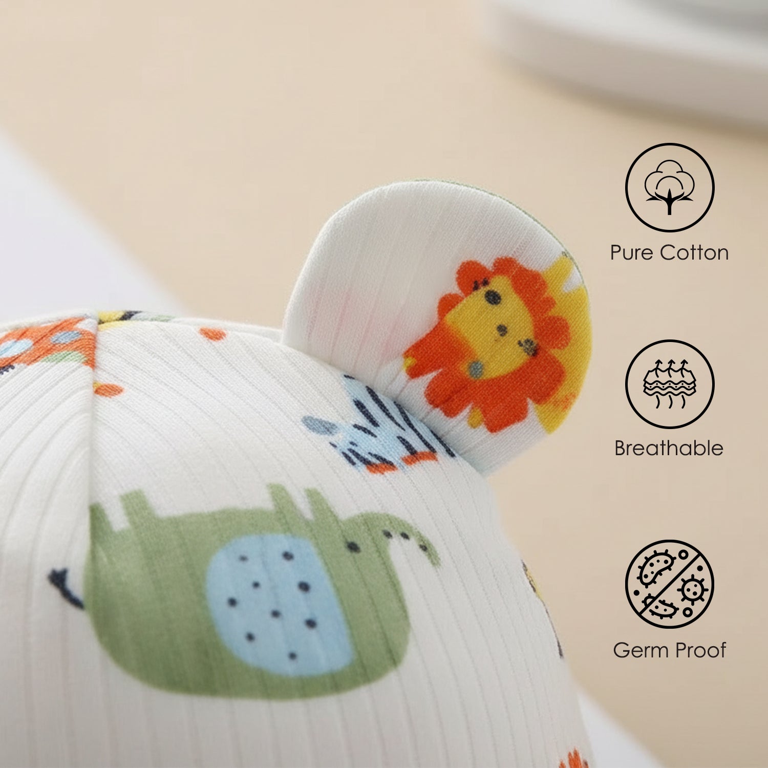 Baby Moo Dino Print Adjustable Velcro Easy Wrap Ready Swaddle For Infant With Matching 3D Cap - White