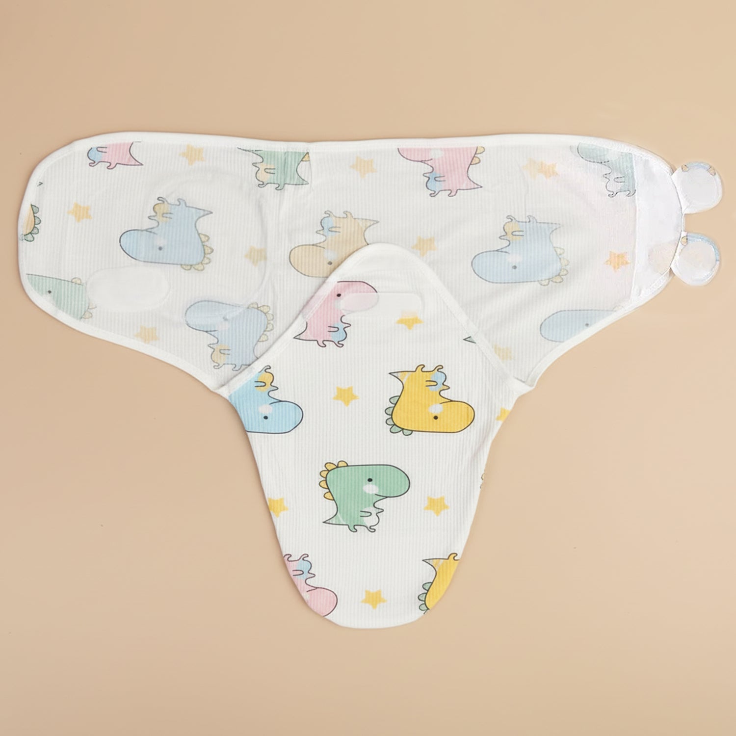 Baby Moo Jungle Print Adjustable Velcro Easy Wrap Ready Swaddle For Infant With Matching 3D Cap - White