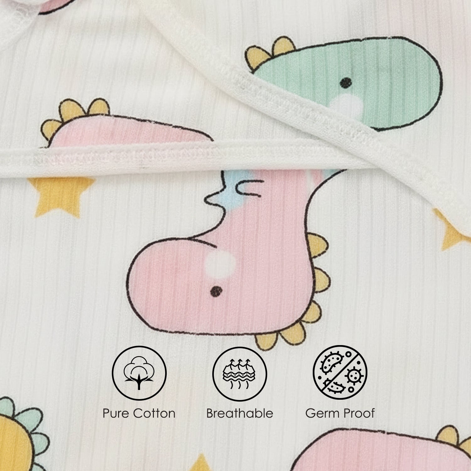 Baby Moo Jungle Print Adjustable Velcro Easy Wrap Ready Swaddle For Infant With Matching 3D Cap - White