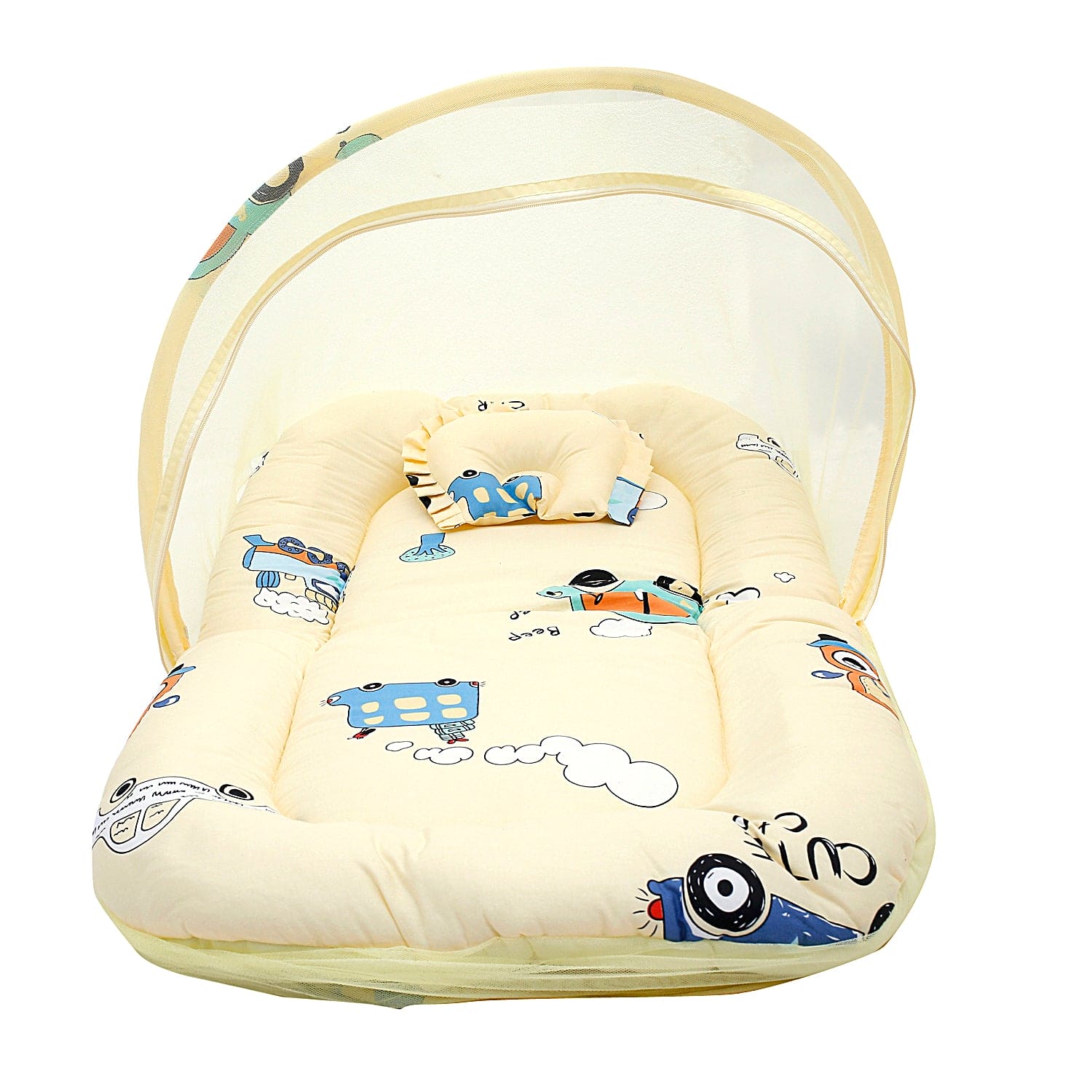 Mosquito Net Tent Mattress Set With Neck Pillow Vintage Ride Yellow