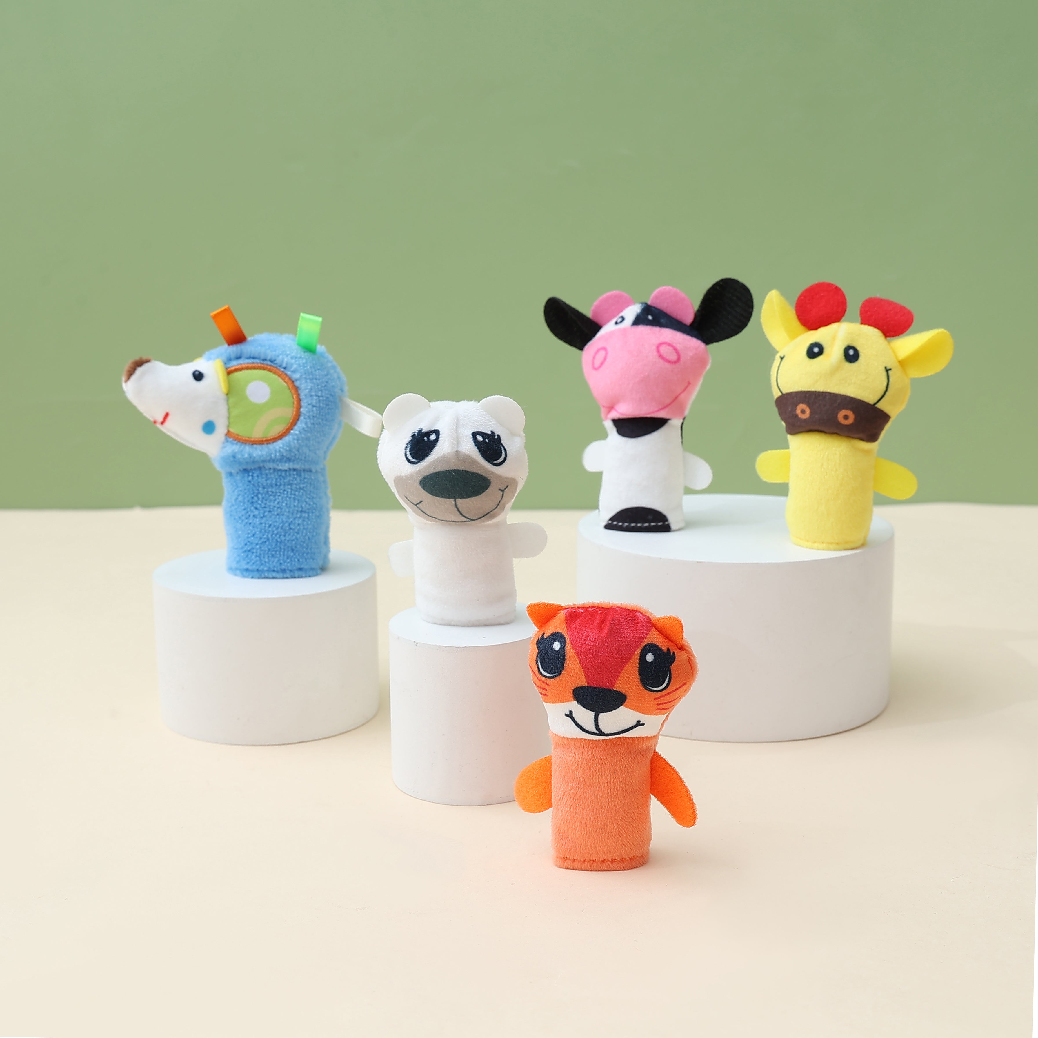 Baby Moo Animal Buddies Play Time Pack of 5 Plush Storytelling Finger Puppets - Multicolour