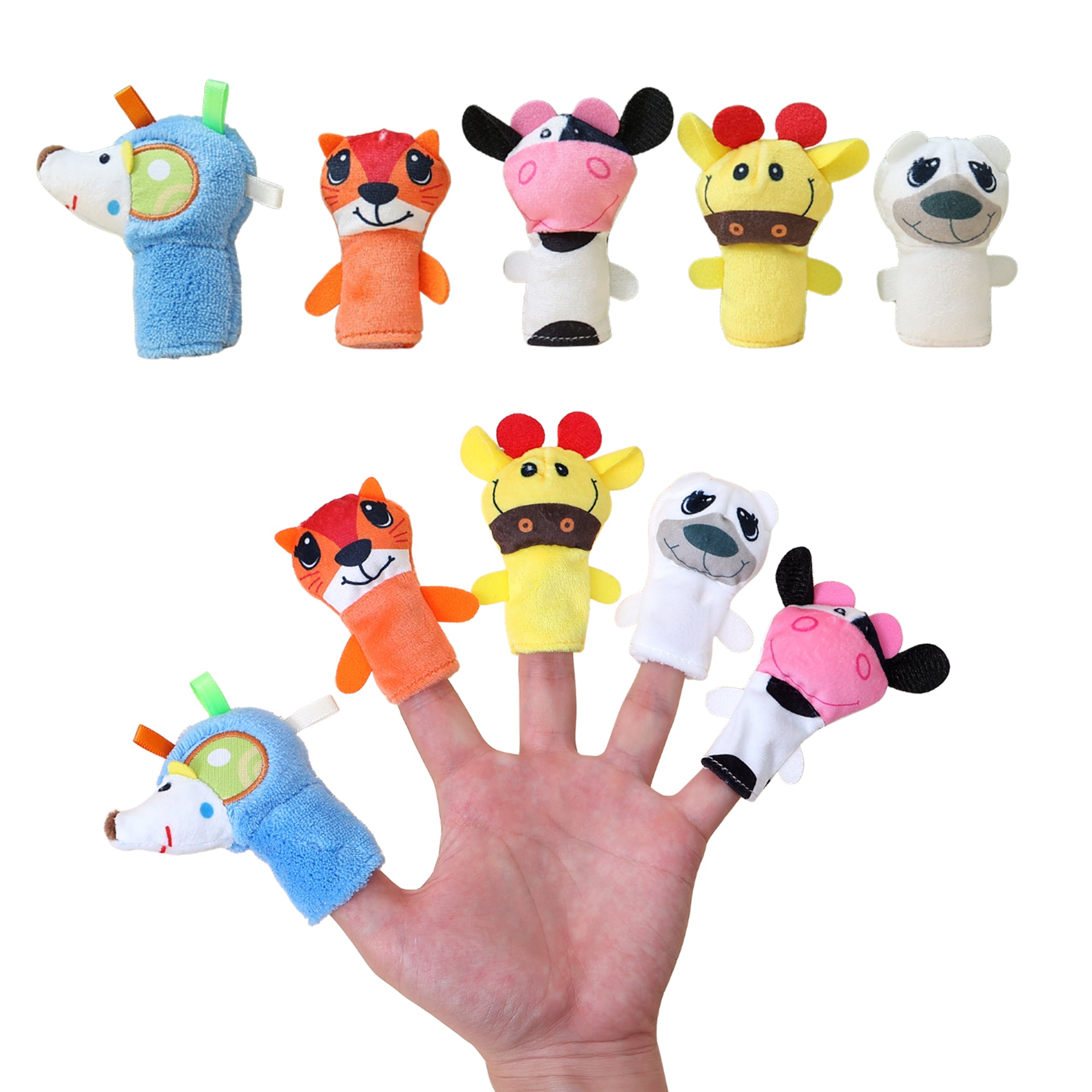 Baby Moo Animal Buddies Play Time Pack of 5 Plush Storytelling Finger Puppets - Multicolour