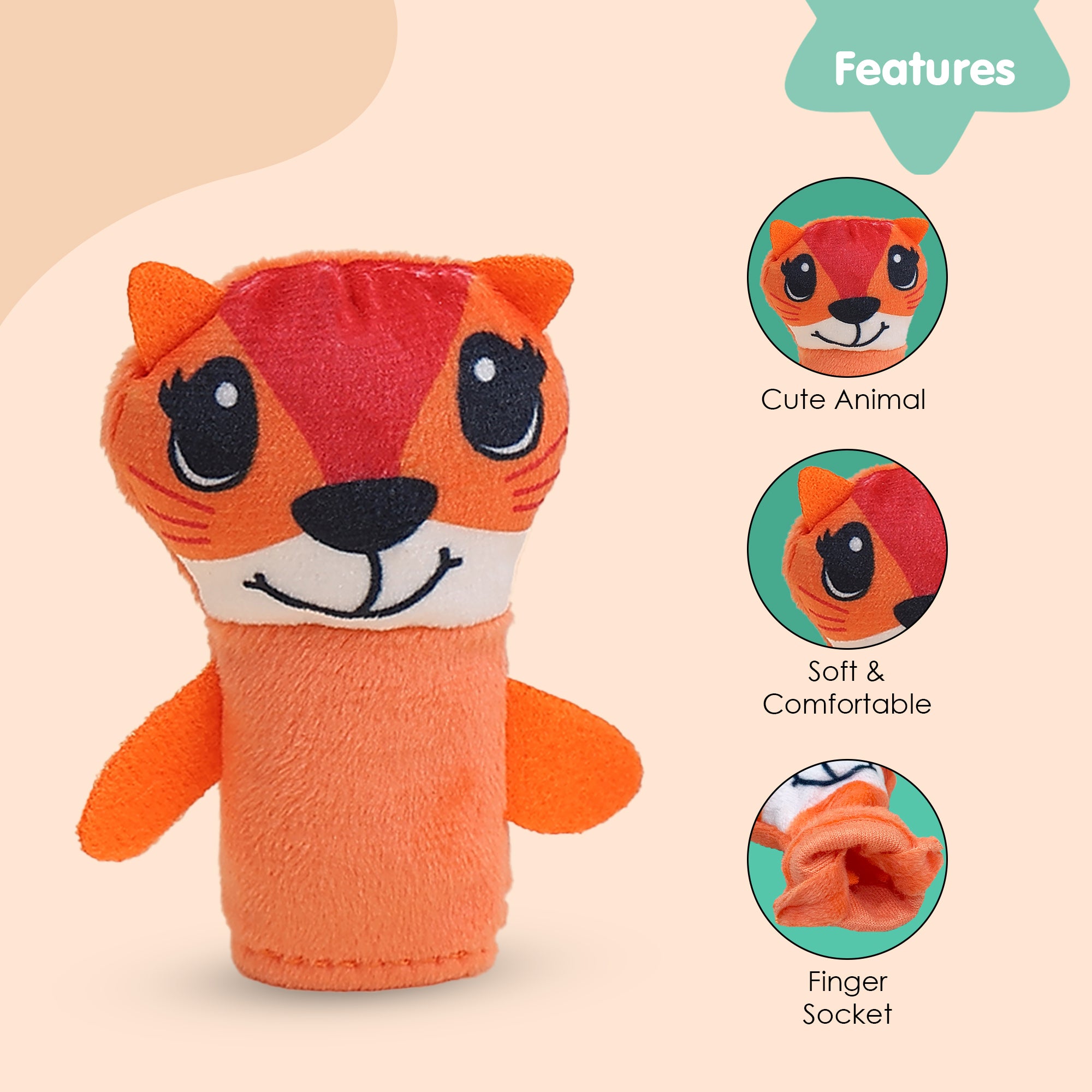 Baby Moo Animal Buddies Play Time Pack of 5 Plush Storytelling Finger Puppets - Multicolour